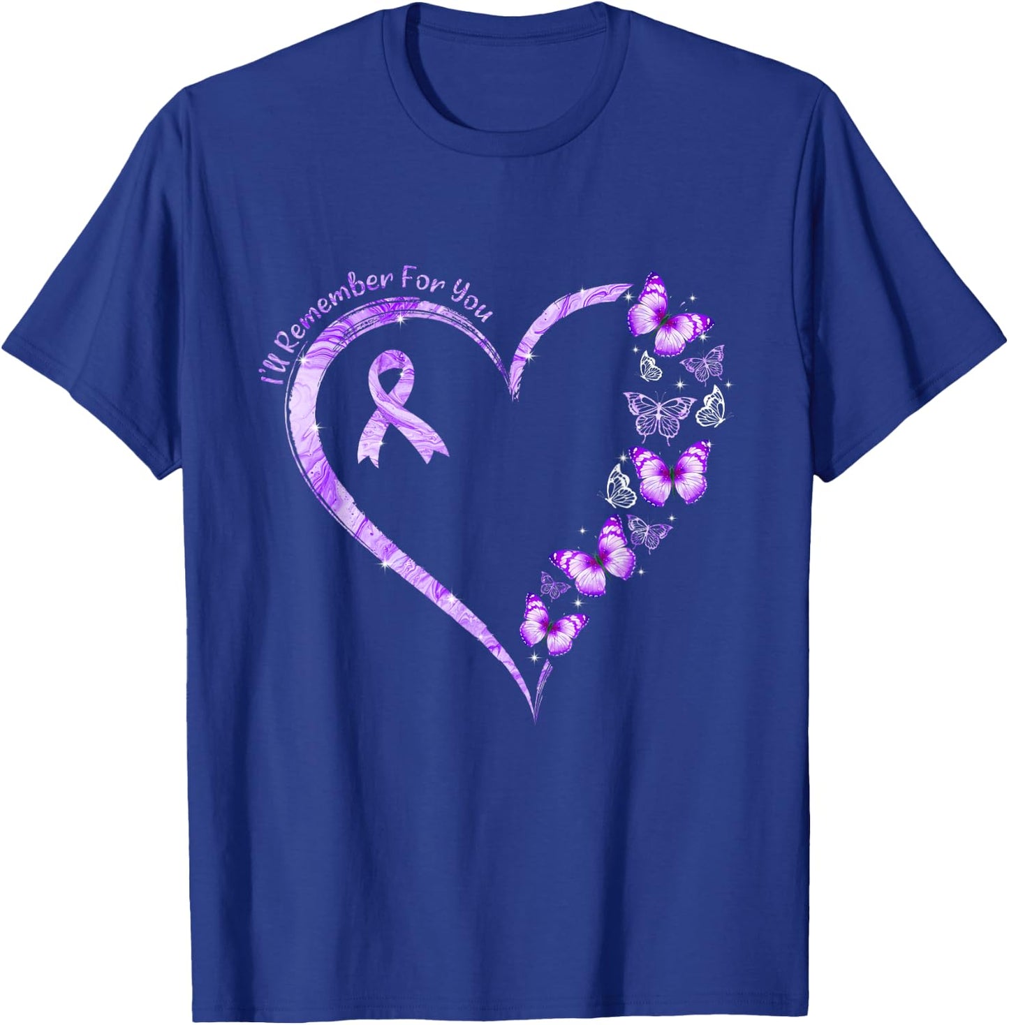 I'll Remember For You Purple Butterfly Alzheimer's Awareness T-Shirt - T-Shirt | Royal