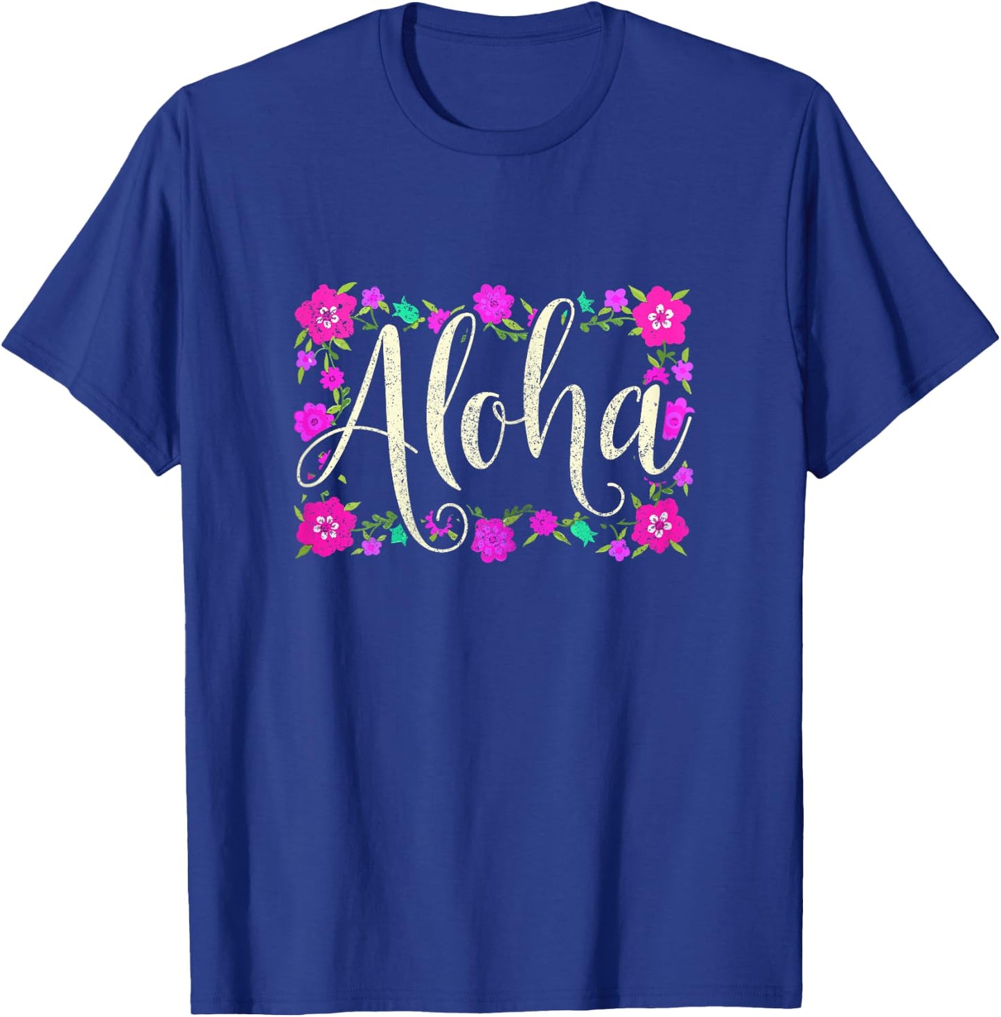 Aloha Hawaiian Flowers Flower Surfer Vintage Hawaii T-Shirt - T-Shirt | Royal