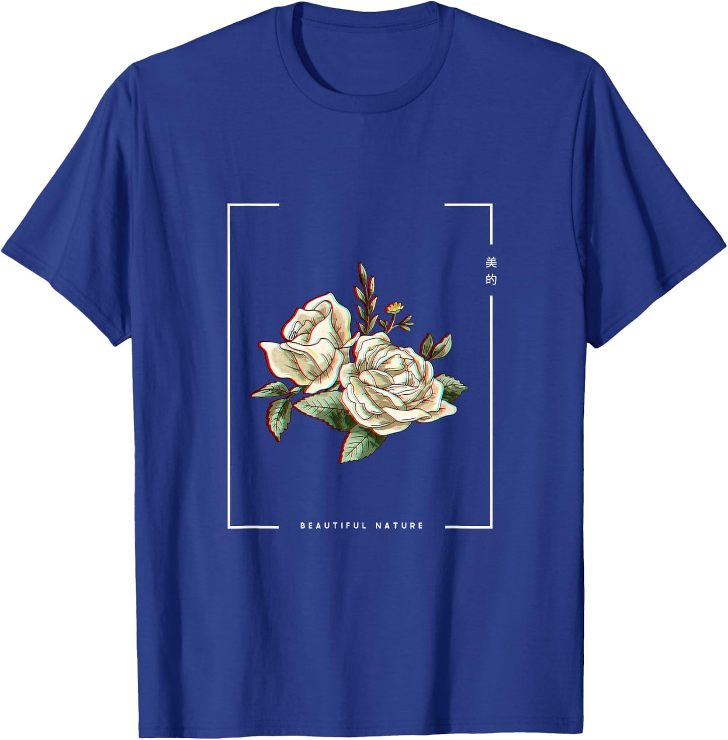 Japanese Aesthetic Vaporwave Nature Flower Glitch Anime T-Shirt - T-Shirt | Royal
