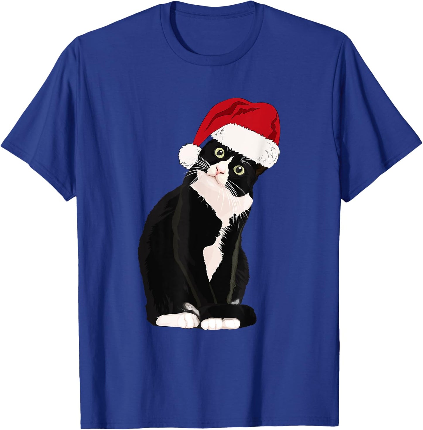 Tuxedo Cat Meow Christmas Cat Catmas Cute Tuxie Lover Women Kids T-Shirt - T-Shirt | Royal