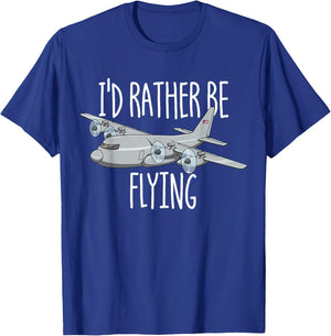 I'd Rather Be Flying C-130 Airplane Flying C130 Hercules T-Shirt - T-Shirt | Royal