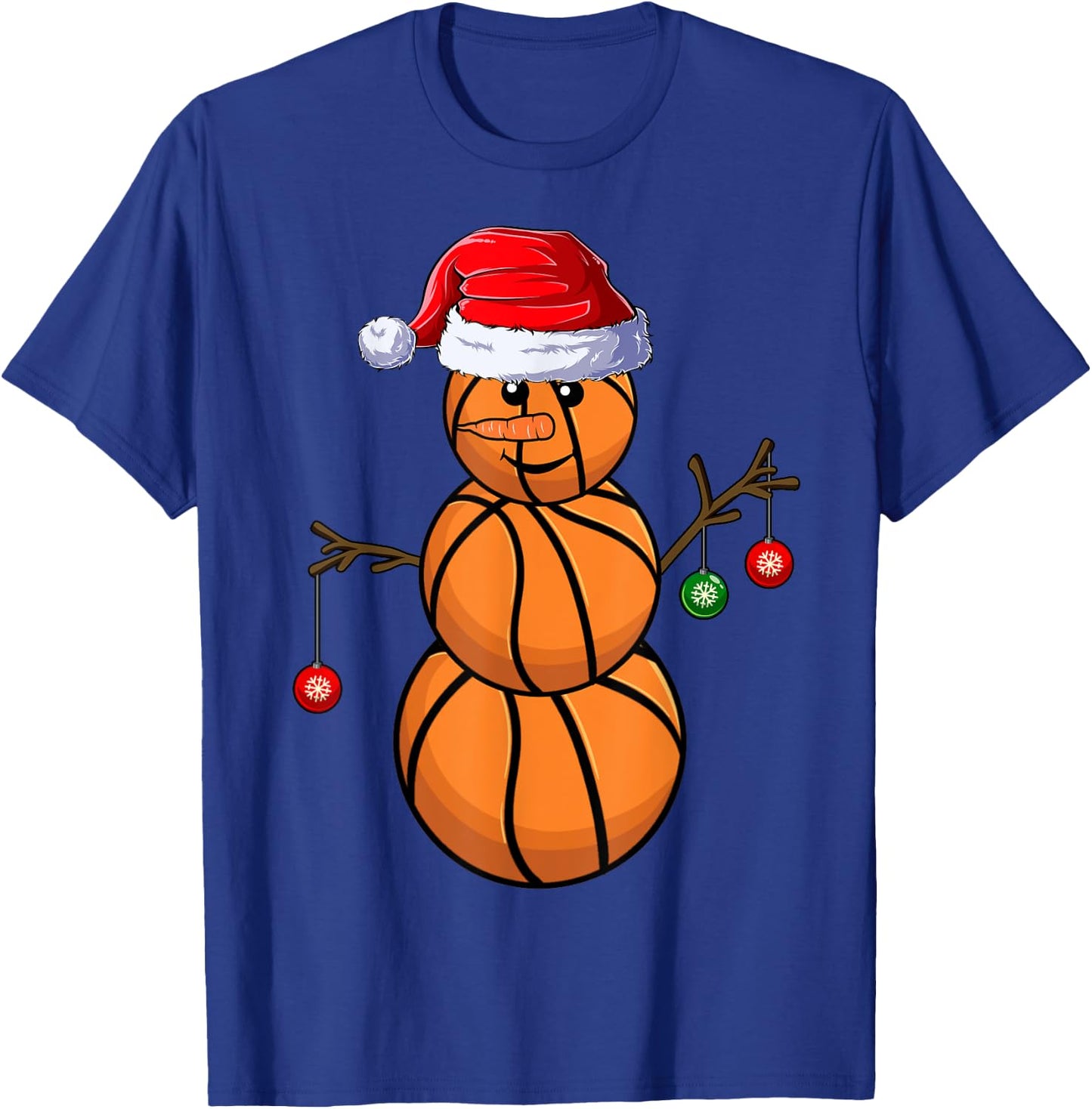 Basketball Snowman Balls Christmas Pajama Boys Kid T-Shirt - T-Shirt | Royal