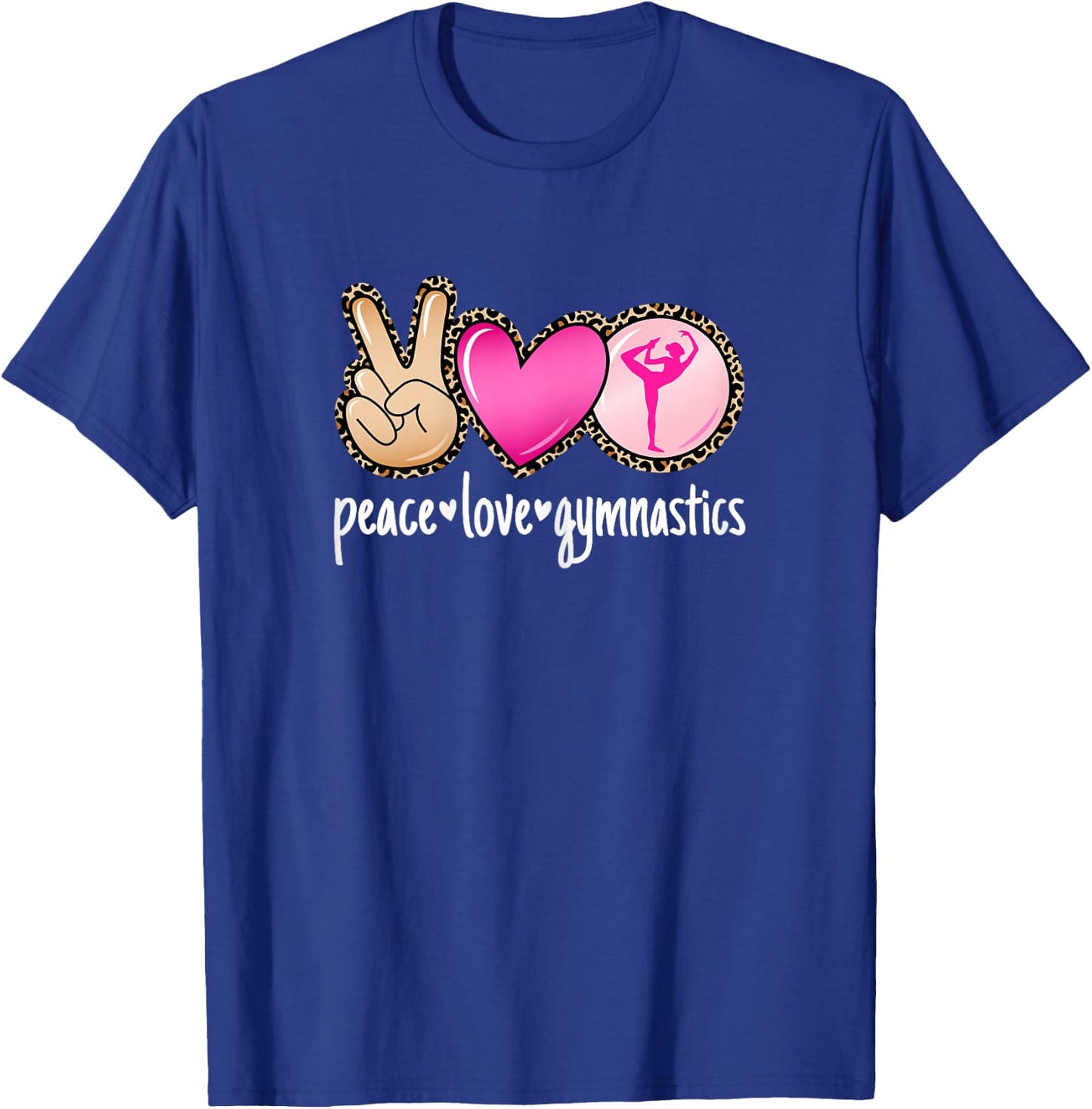 Peace Love Gymnastics Tumbling Cute Women Girls Gymnast T-Shirt - T-Shirt | Royal