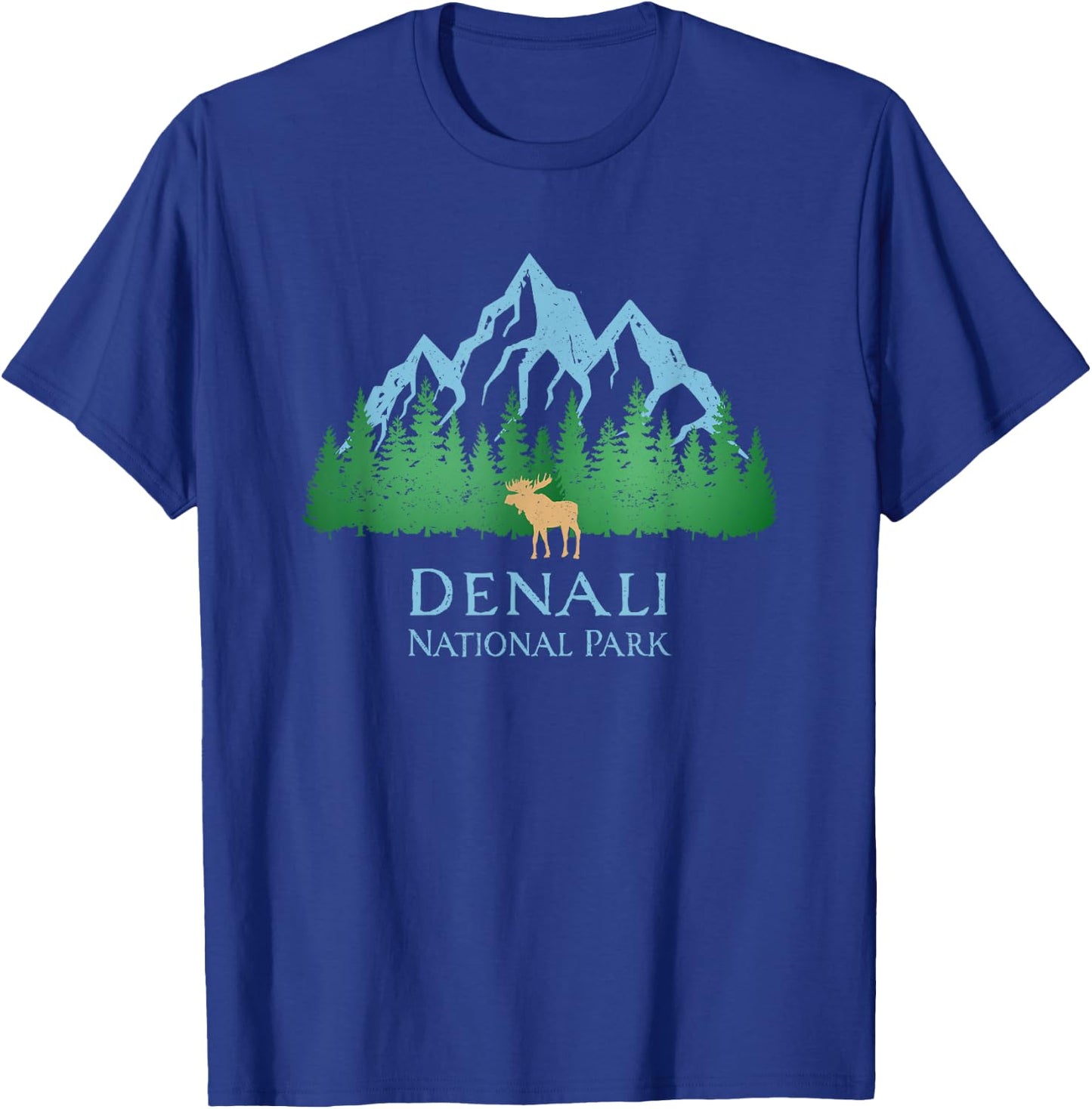 Denali National Park Alaska Mountain Trees Moose Souvenir T-Shirt - T-Shirt | Royal