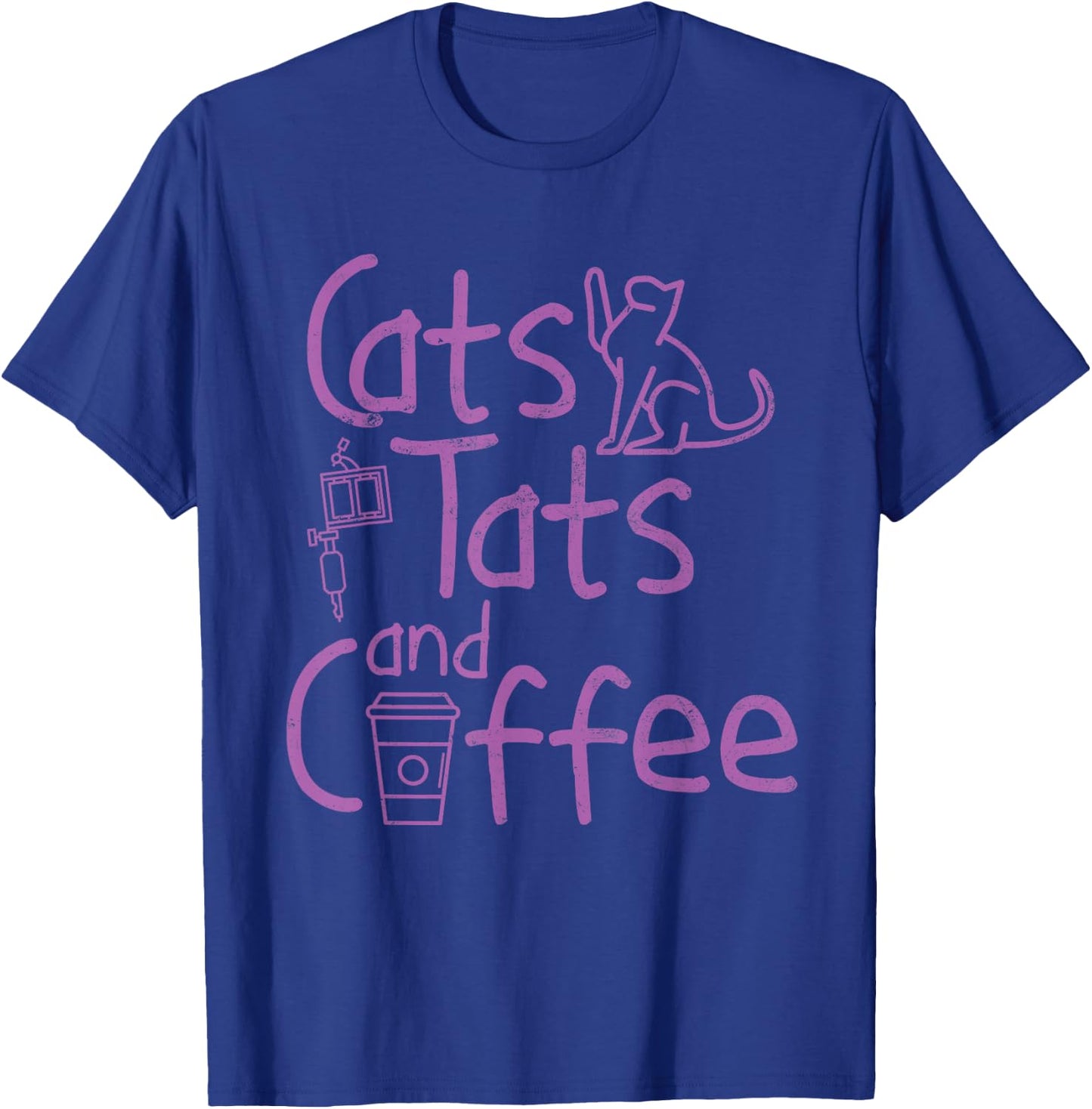 Funny Tattoo Shirt Cats Tats and Coffee Tattoo Shirt Gift T-Shirt - T-Shirt | Royal
