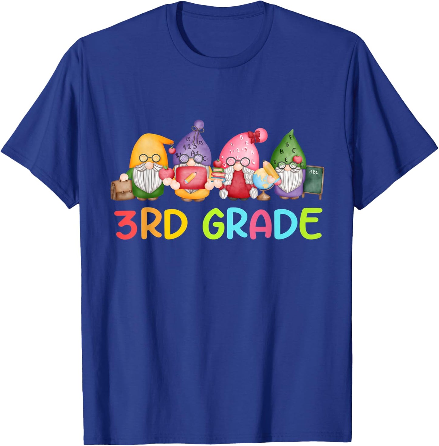 3rd Grade Gnome Back To School Funny Gnomies Teacher Student T-Shirt - T-Shirt | Royal
