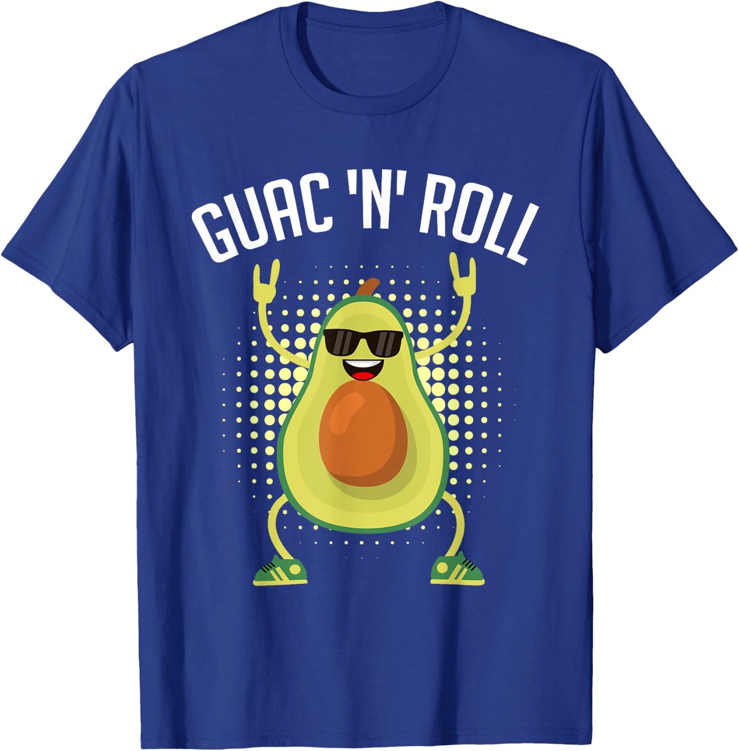 Funny Vegan Design Guac n Roll Rocker Guacamole T-Shirt - T-Shirt | Royal