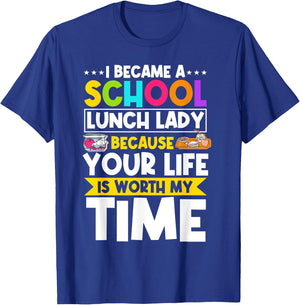 Lunch Lady Food Service Worker Cafeteria Crew School Chef T-Shirt - T-Shirt | Royal