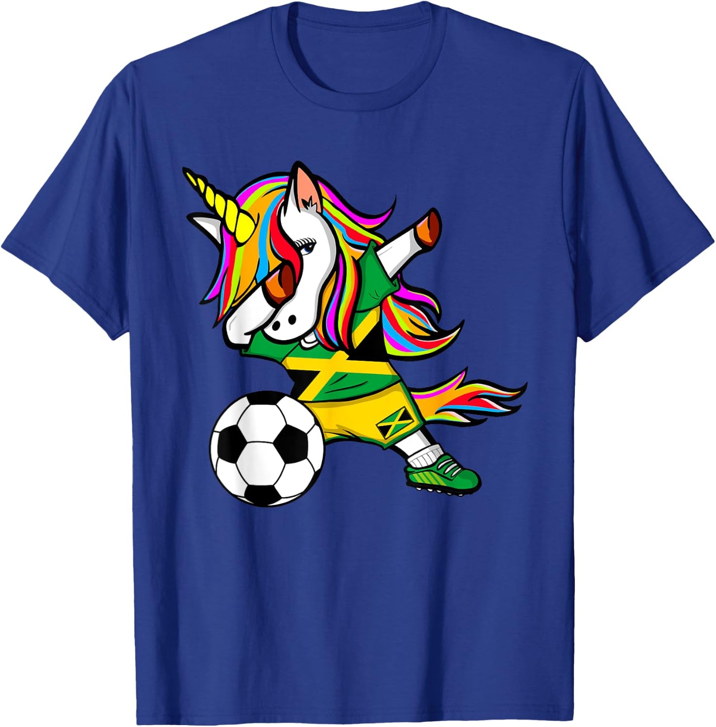 Dabbing Unicorn Jamaica Soccer Jersey 2019 Jamaican Football T-Shirt - T-Shirt | Royal