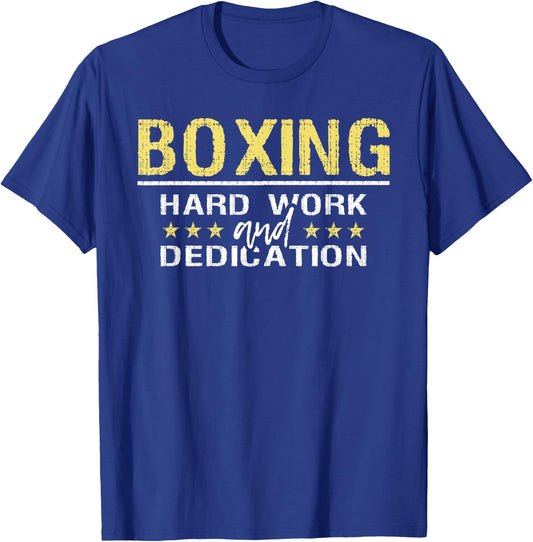 Boxing Hard Work And Dedication - Kickboxing Gym Boxer T-Shirt - T-Shirt | Royal