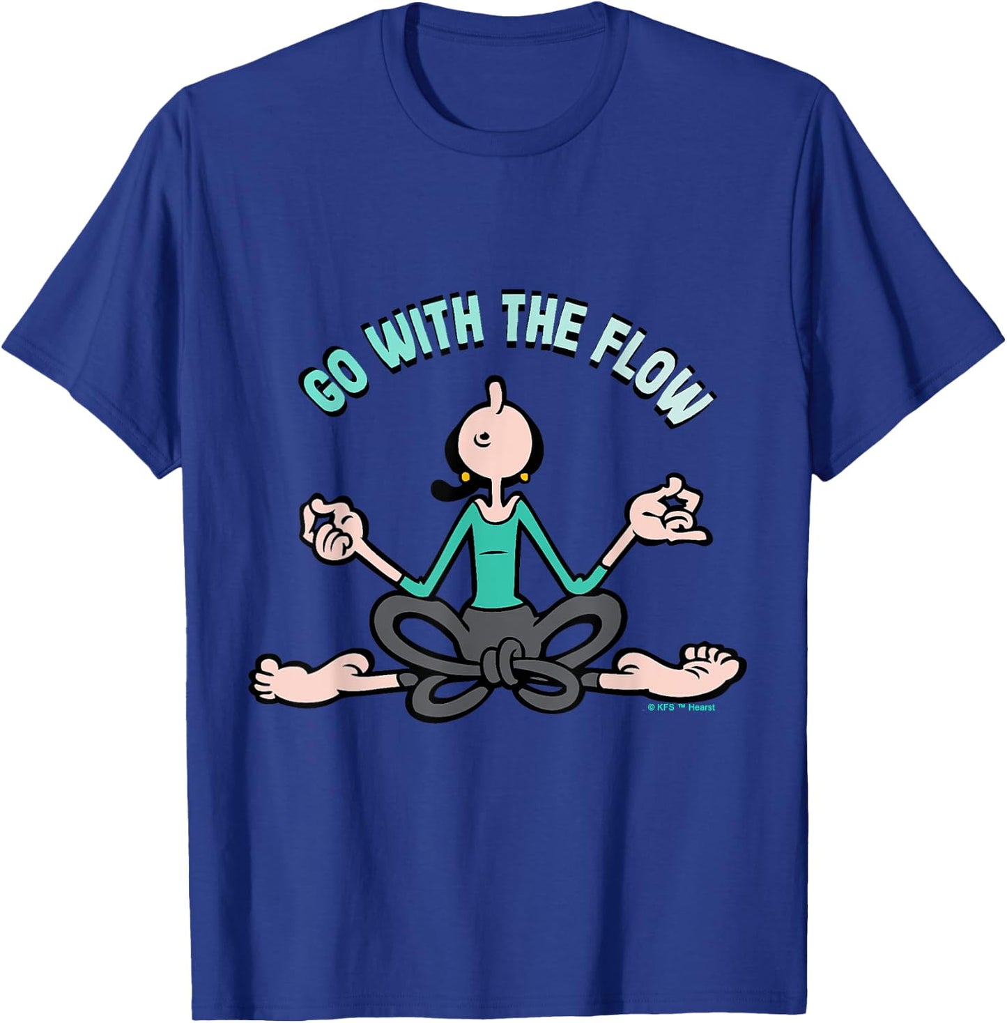 Olive Oyl "Go with the Flow" Yoga for Humanity Day T-Shirt - T-Shirt | Royal