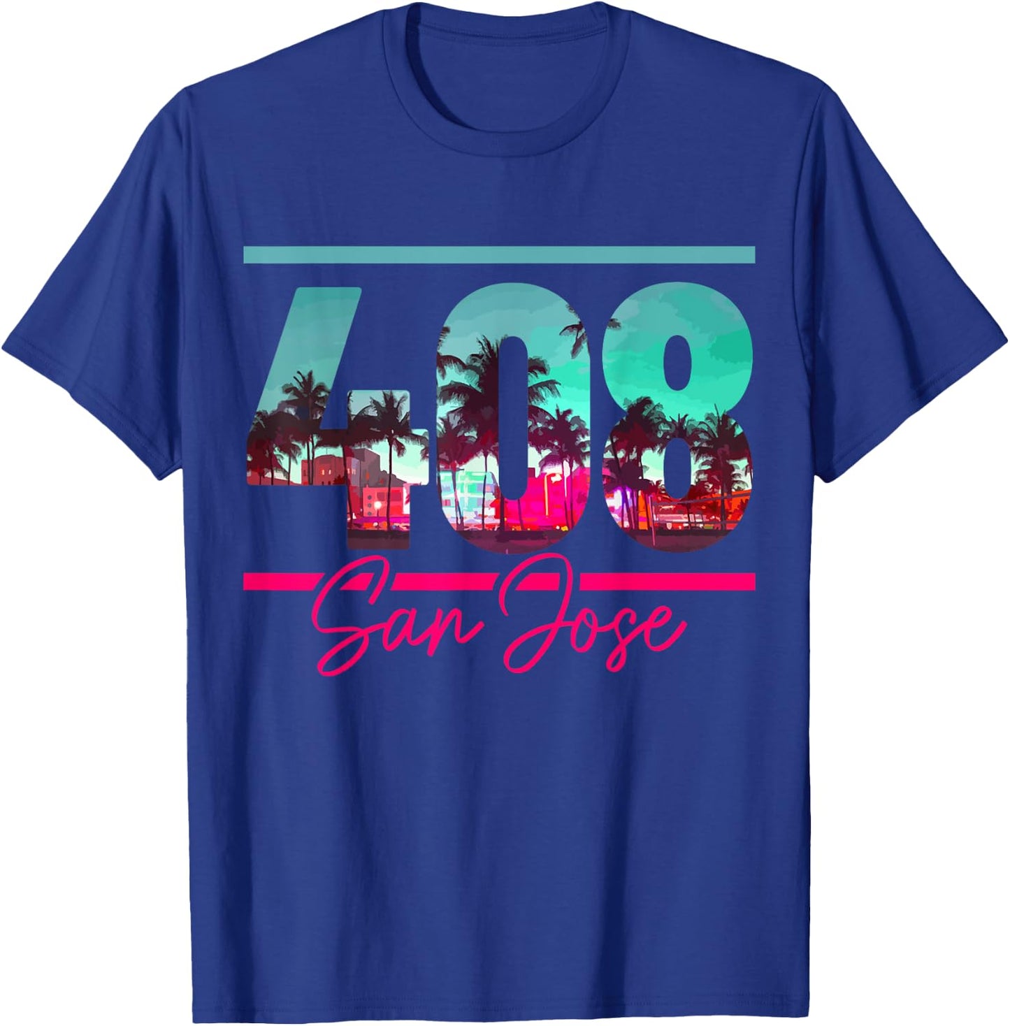San Jose California Area Code 408 Vintage Retro T-Shirt - T-Shirt | Royal