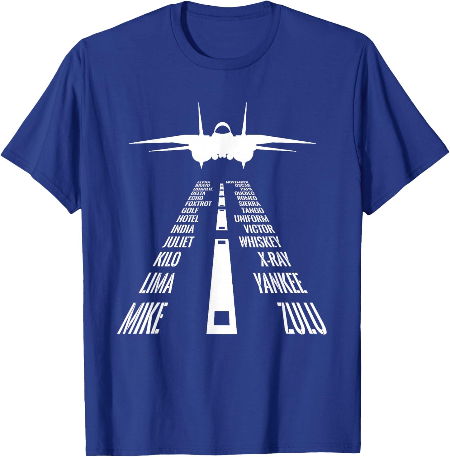 Flying F14 Tomcat Pilot Landing Phonetic Alphabet Runway T-Shirt - T-Shirt | Royal