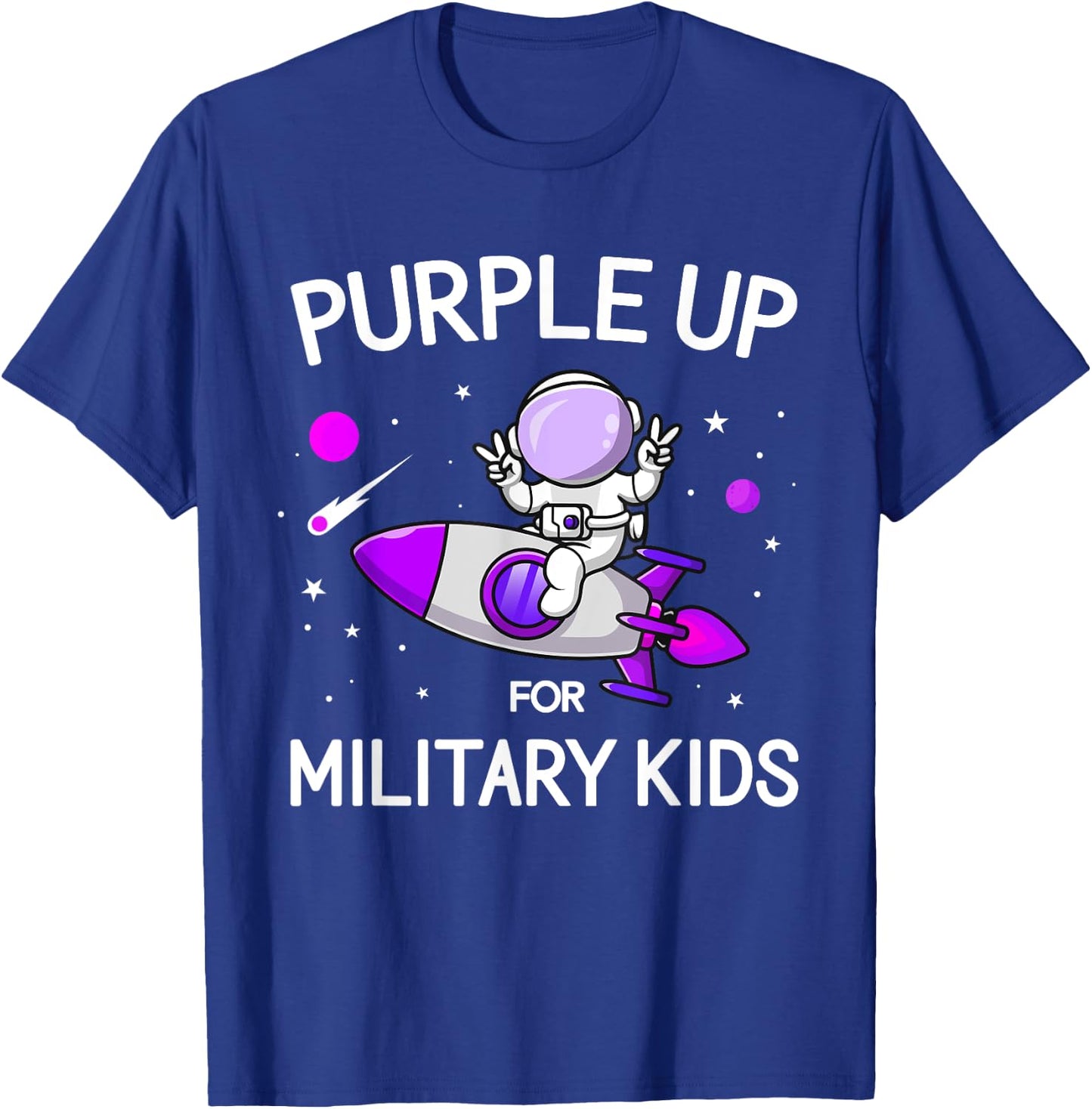 Month Of Military Child Astronaut Purple Up Military Kids T-Shirt - T-Shirt | Royal