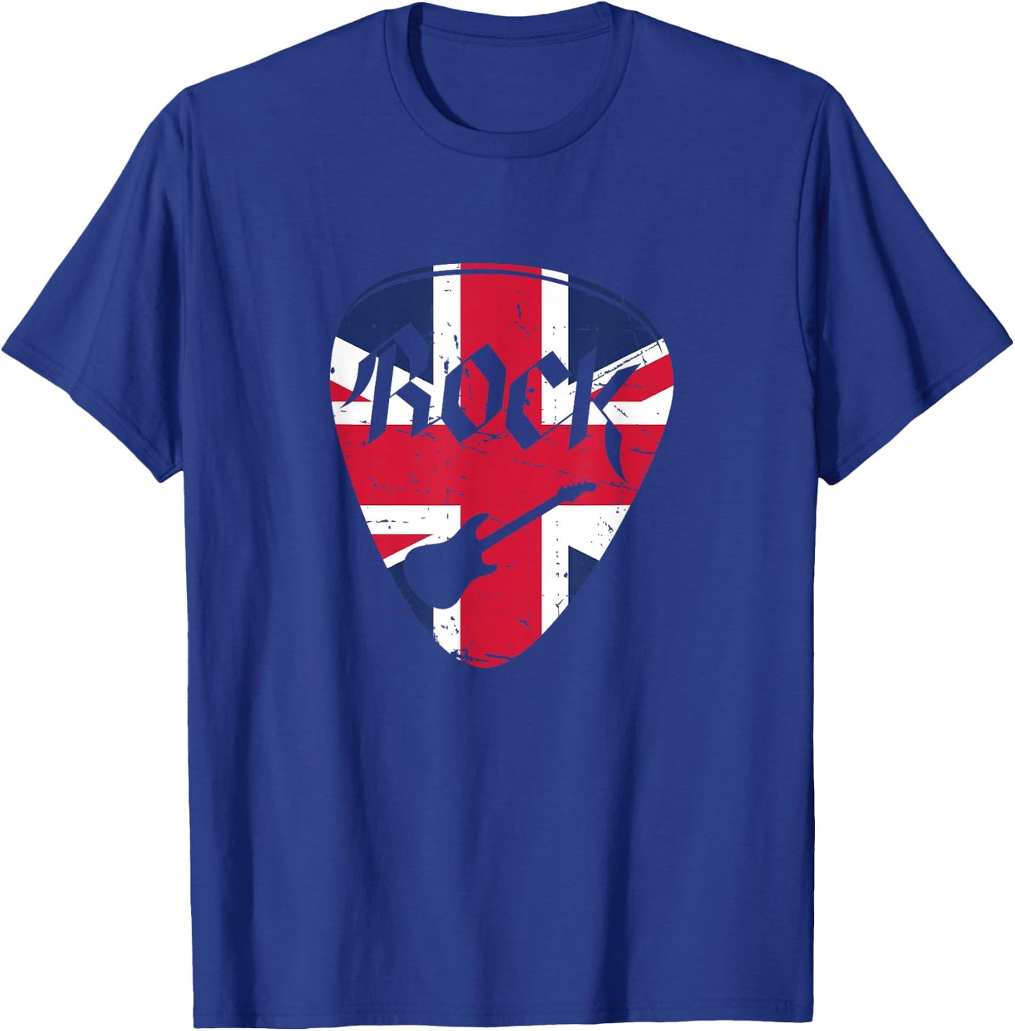British Flag Rock Guitar Pick - United Kingdom Graphic Art T-Shirt - T-Shirt | Royal