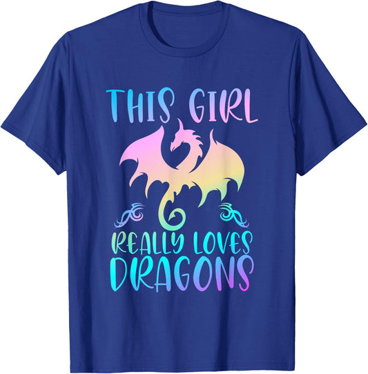 Cute Dragon Gifts Girl Loves Dragons Rainbow Dragon Lovers T-Shirt - T-Shirt | Royal