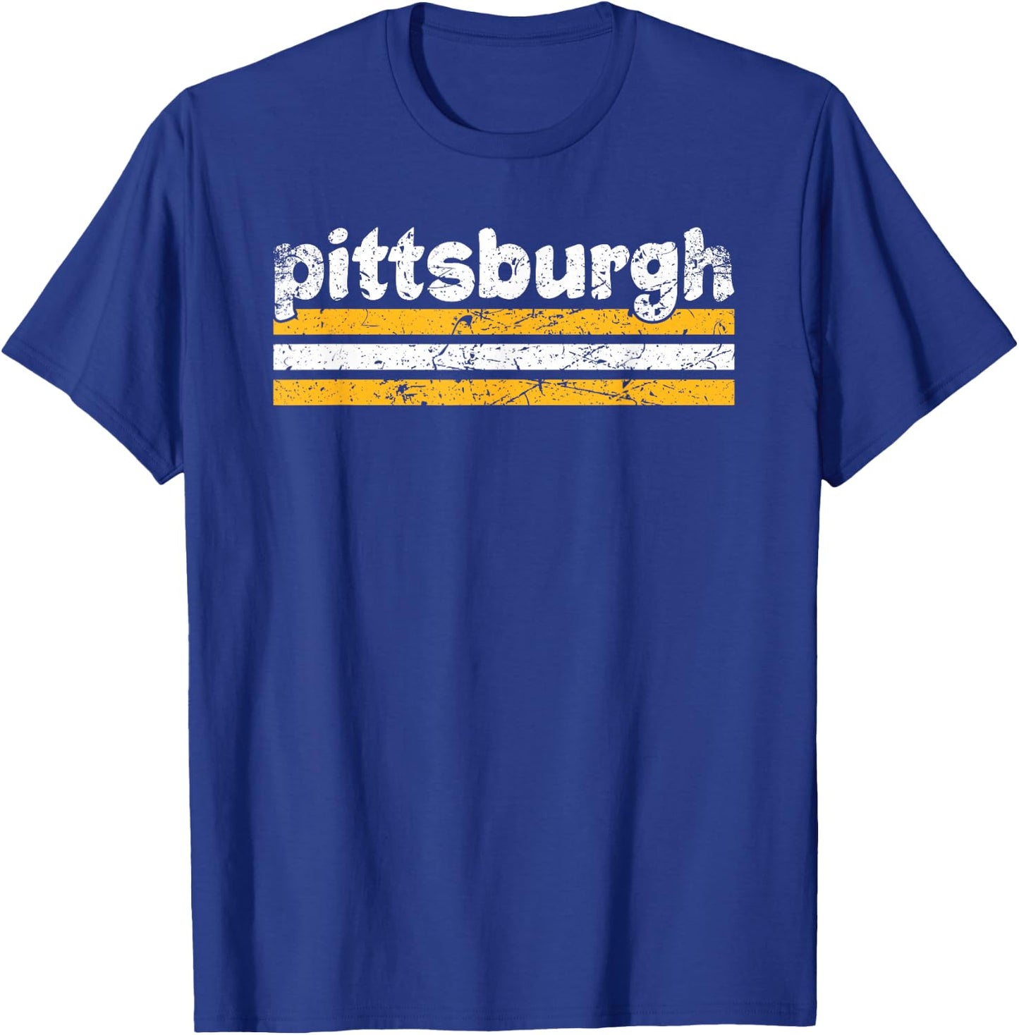 Pittsburgh Pennsylvania Three Stripe Vintage Weathered T-Shirt - T-Shirt | Royal