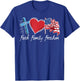 Patriotic Retro Faith Family Freedom USA Flag 4th of July T-Shirt - T-Shirt | Royal