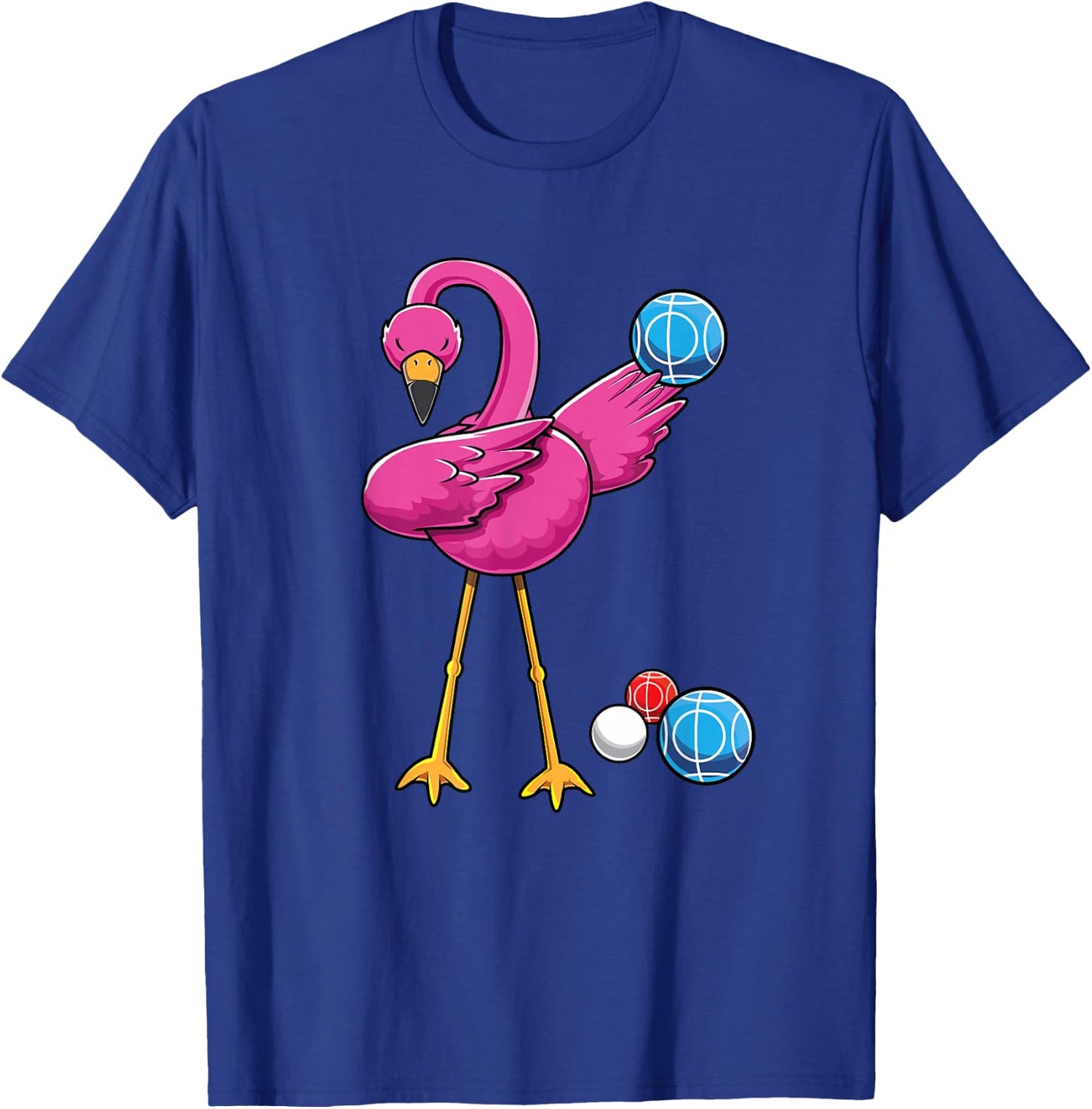 Cute Dabbing Flamingo Bocce Ball Player Boccie Girls Bocci T-Shirt - T-Shirt | Royal