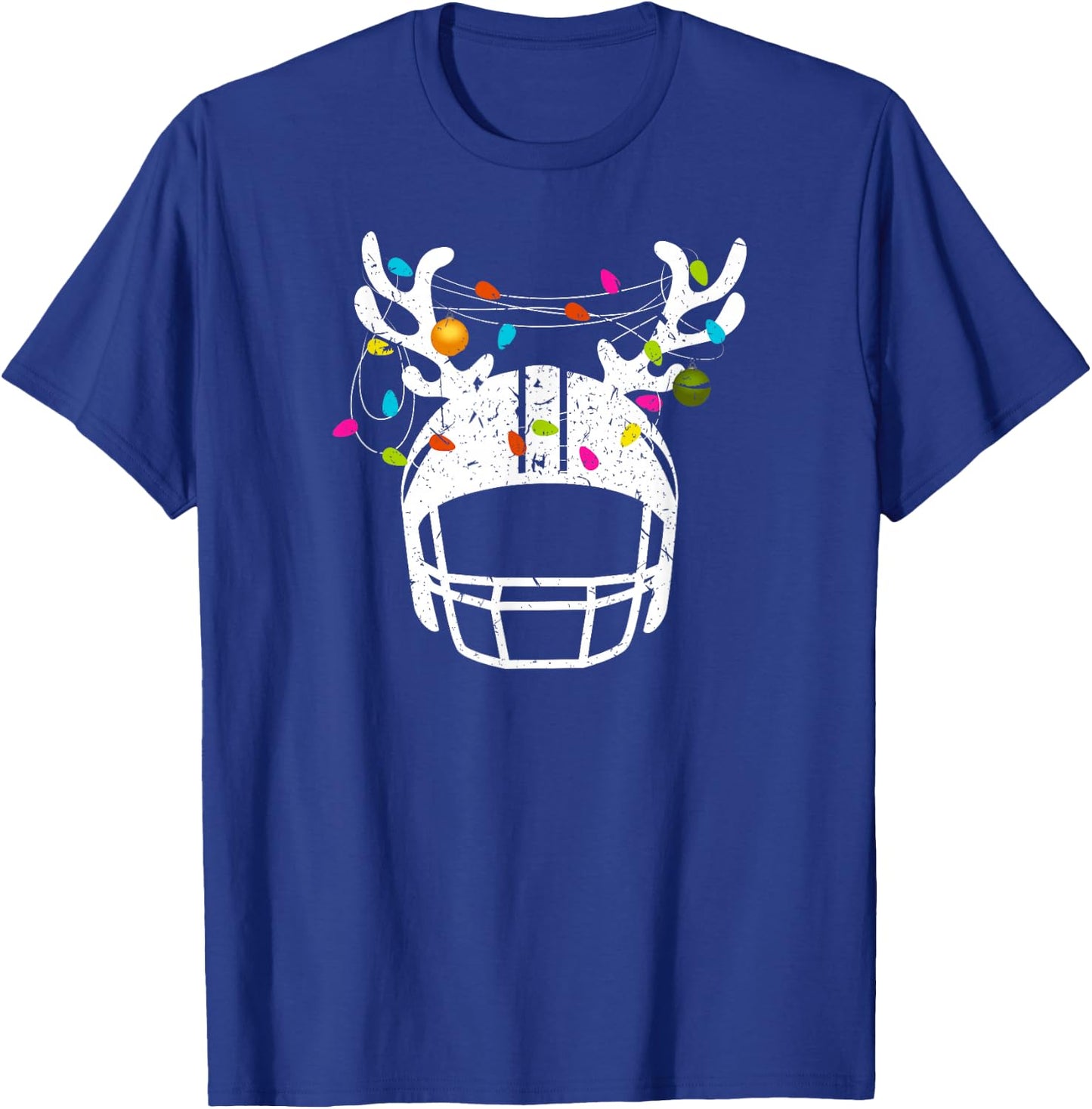Christmas Lights Football Helmet Funny Xmas T-Shirt - T-Shirt | Royal
