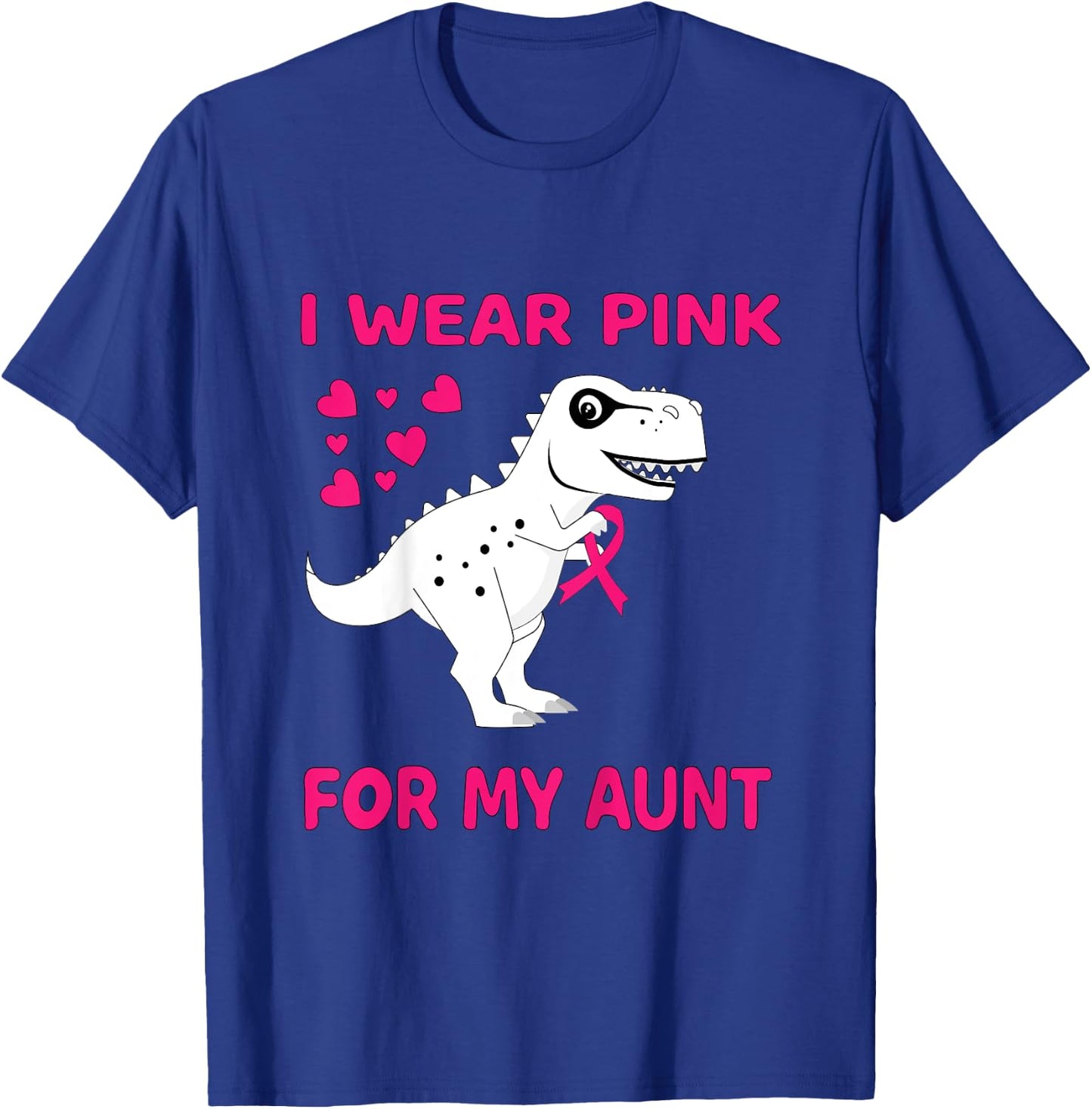Kids I wear Pink for my Aunt Breast Cancer Trex Dino Kids Toddler T-Shirt - T-Shirt | Royal