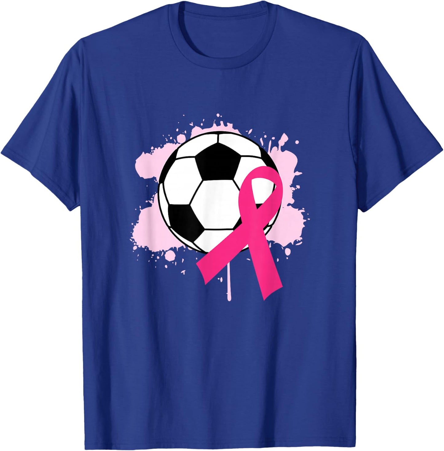 Breast Cancer Awareness Soccer Ball Pink Ribbon T-Shirt - T-Shirt | Royal