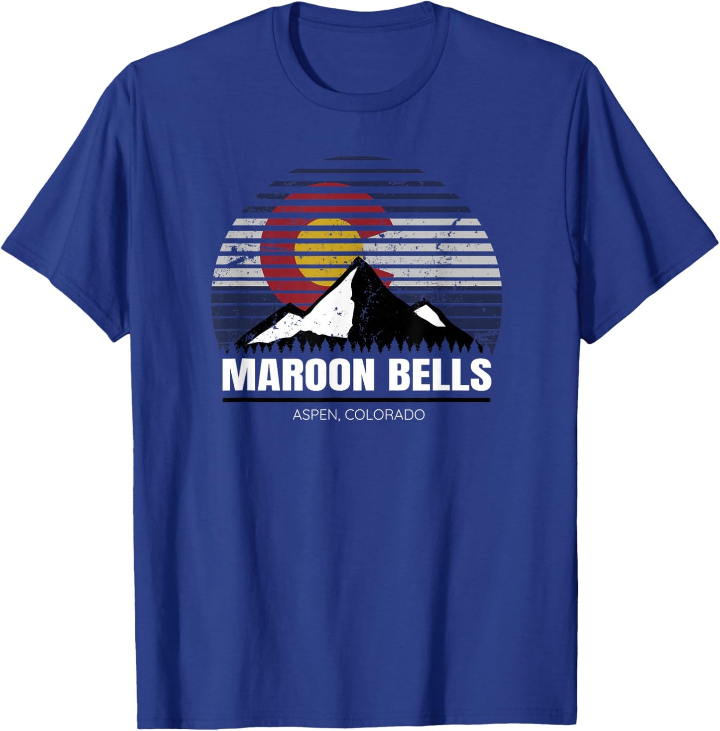 Maroon Bells Colorado State Flag - Aspen CO Hiking T-Shirt - T-Shirt | Royal