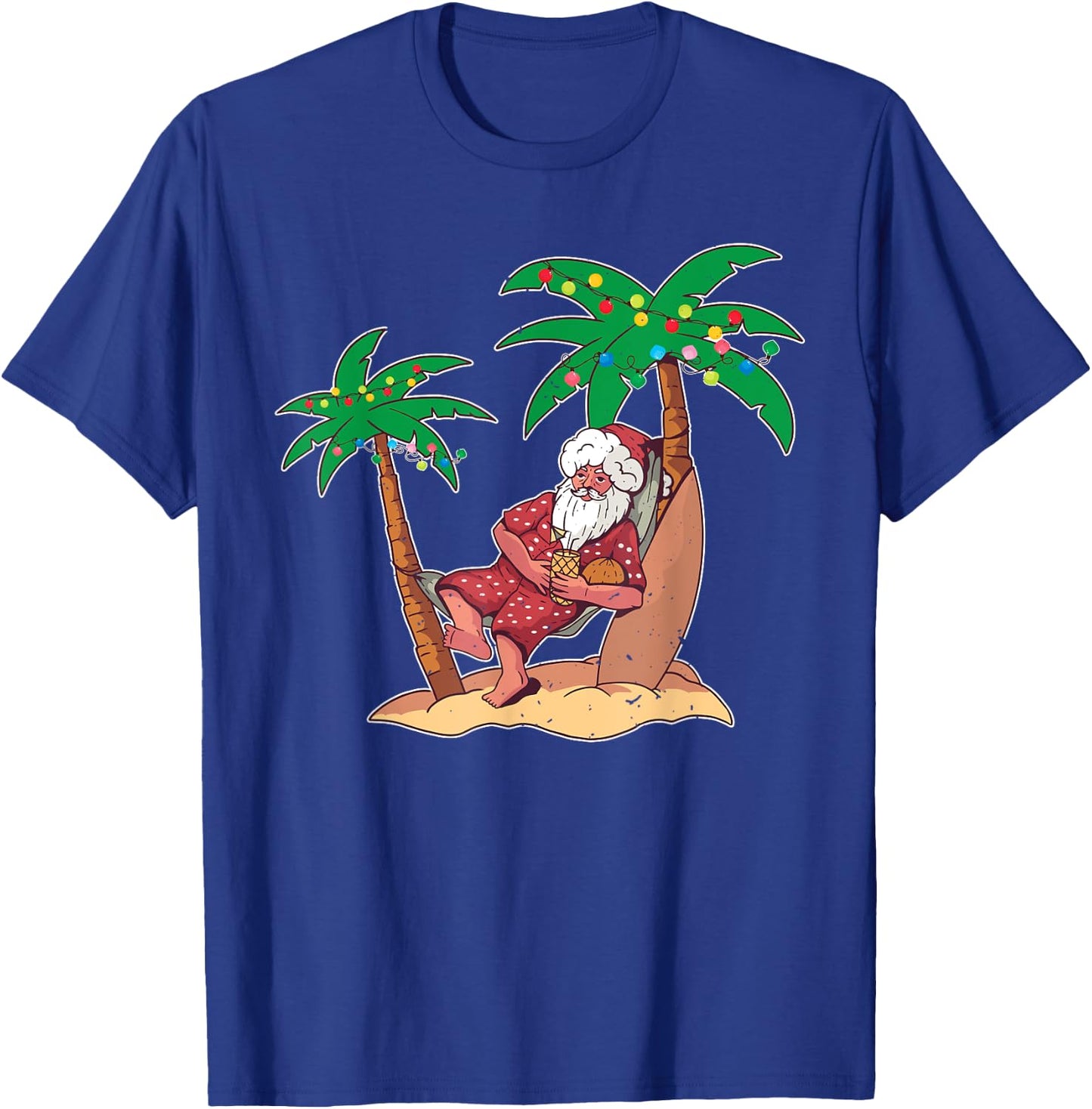 Christmas Beach Palm Tree With Xmas Lights Tropical Santa Women Kids T-Shirt - T-Shirt | Royal