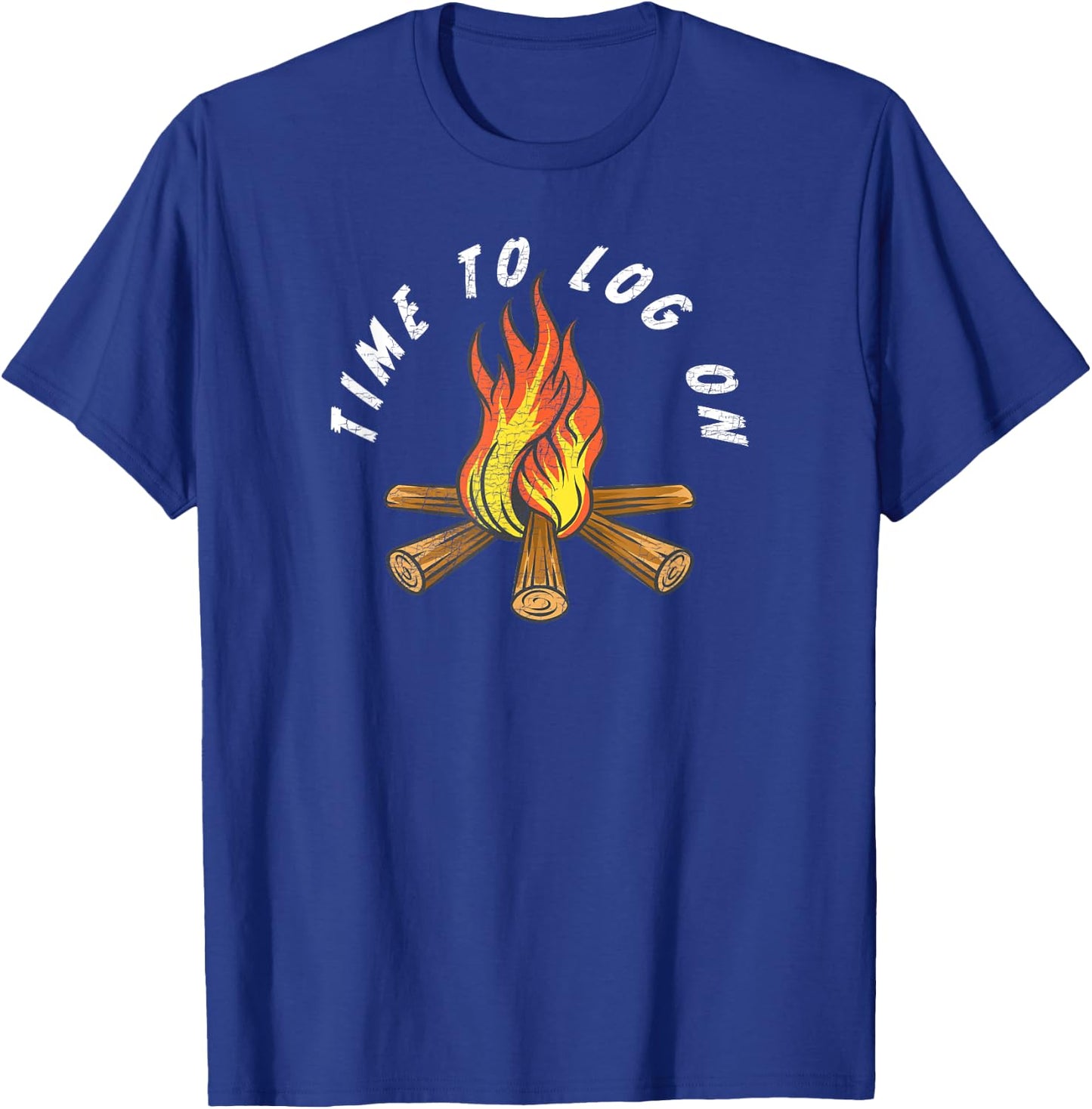 Funny Camping Time To Log On Camping Campfire Vintage T-Shirt - T-Shirt | Royal