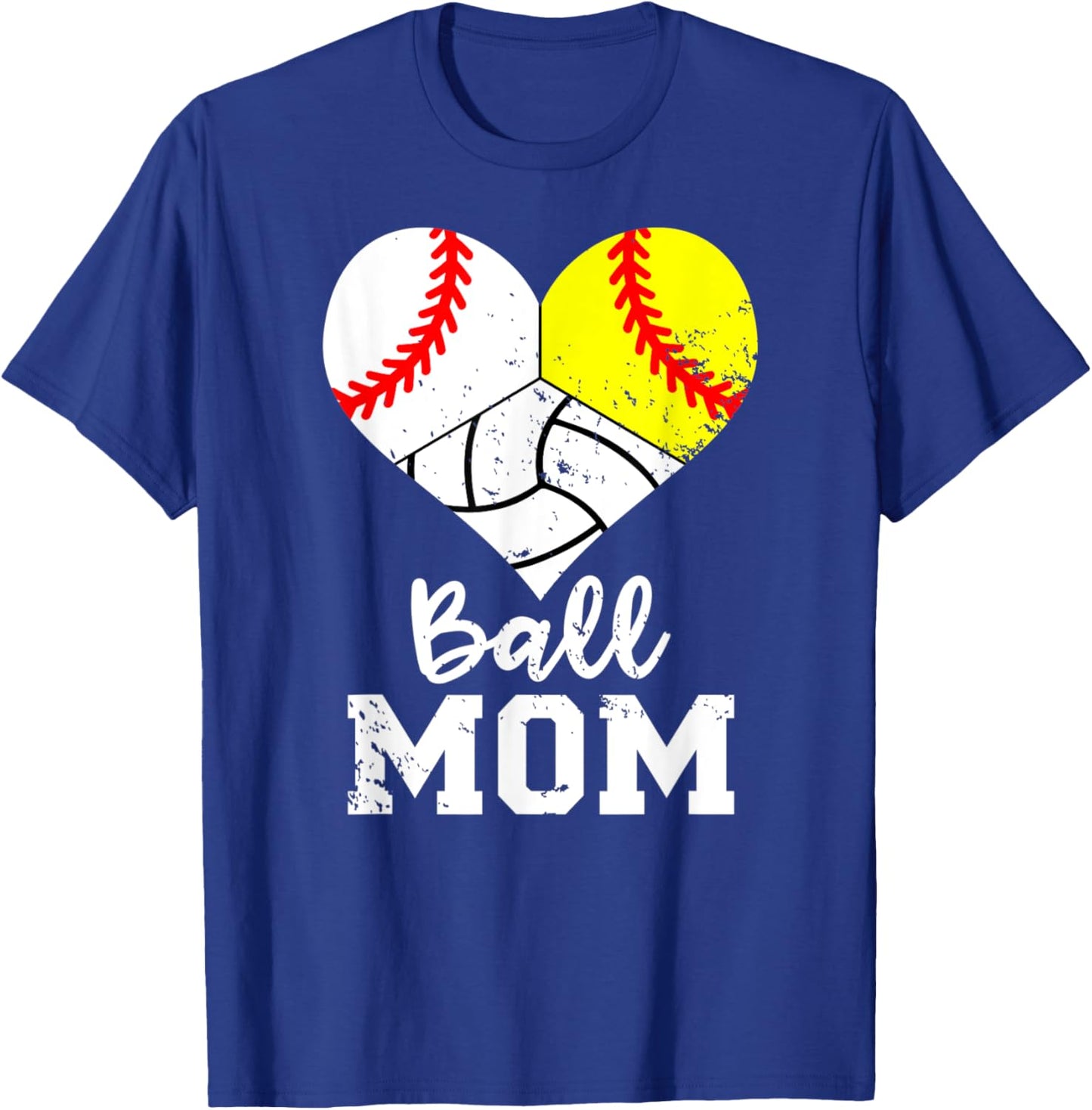 Ball Mom Funny Baseball Softball Volleyball Mom T-Shirt - T-Shirt | Royal