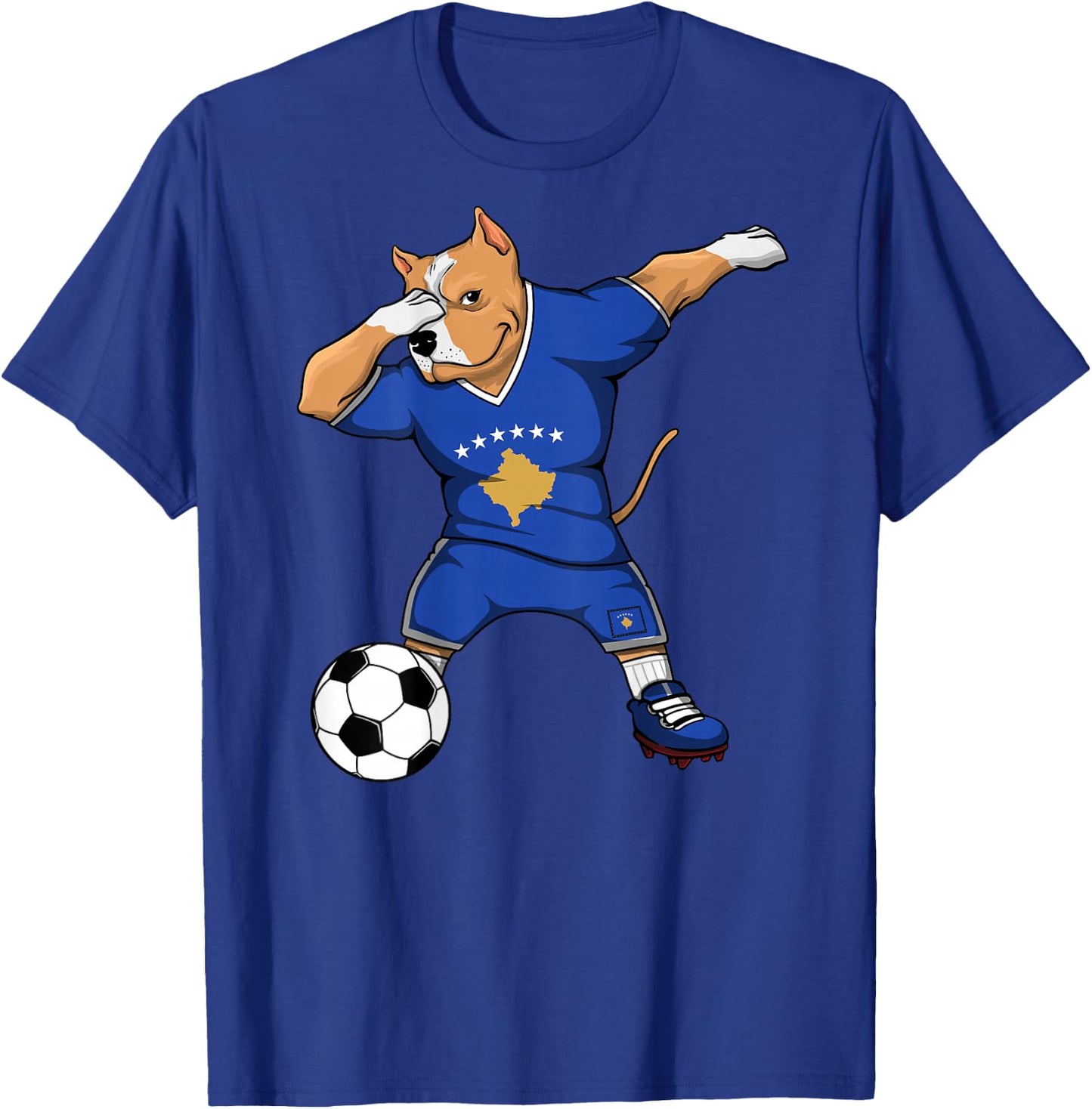 Dabbing Pitbull Kosovo Soccer Lovers Jersey Kosovar Football T-Shirt - T-Shirt | Royal
