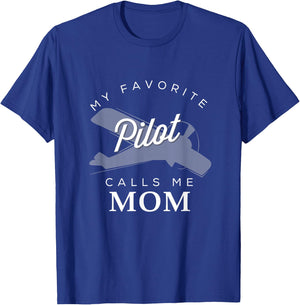 Mom Mother Son Daughter Airplane Pilot T Shirt Birth Day T-Shirt - T-Shirt | Royal