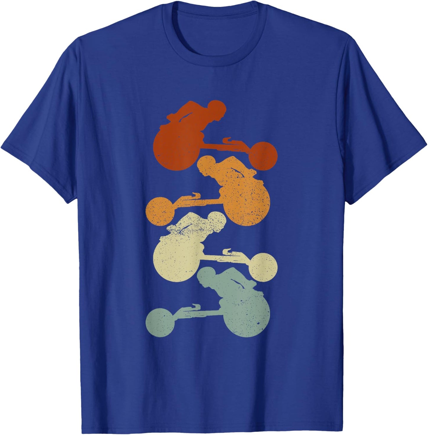 Wheelchair Marathoner Retro Colors - Wheelchair Racing T-Shirt - T-Shirt | Royal
