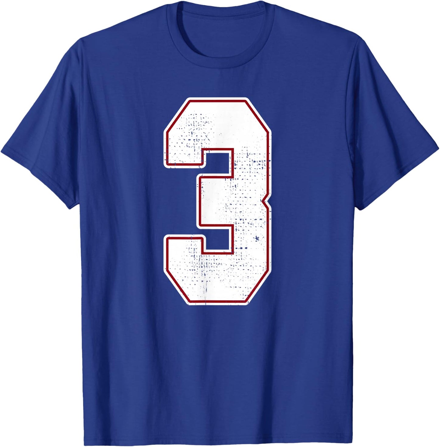 #3 Outline Number 3 Fan Varsity Sports Team Blue Jersey T-Shirt - T-Shirt | Royal