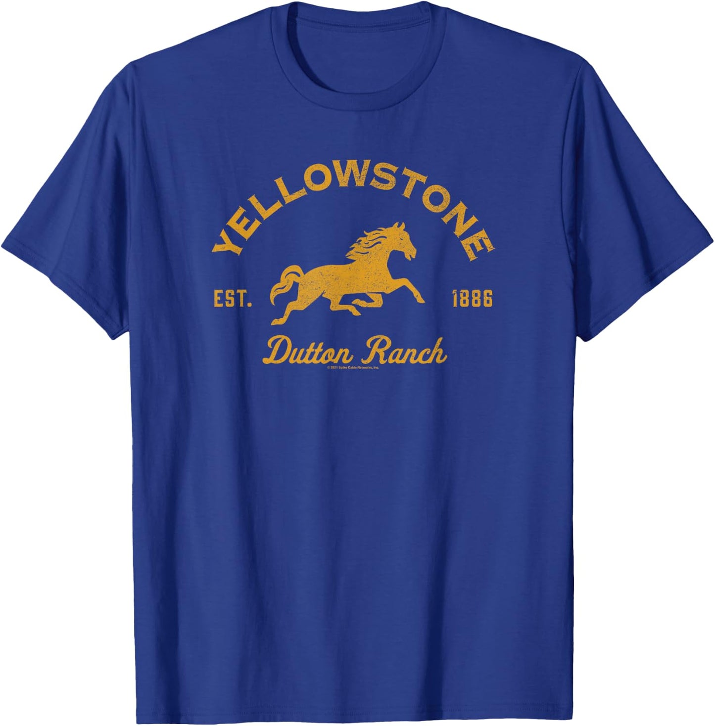 Yellowstone Dutton Ranch Est. 1886 Running Horse Logo Short Sleeve T-Shirt - T-Shirt | Royal