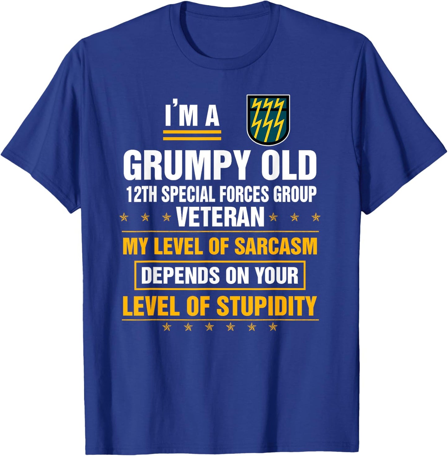 Grumpy Old 12th Special Forces Group Veteran Funny Xmas T-Shirt - T-Shirt | Royal