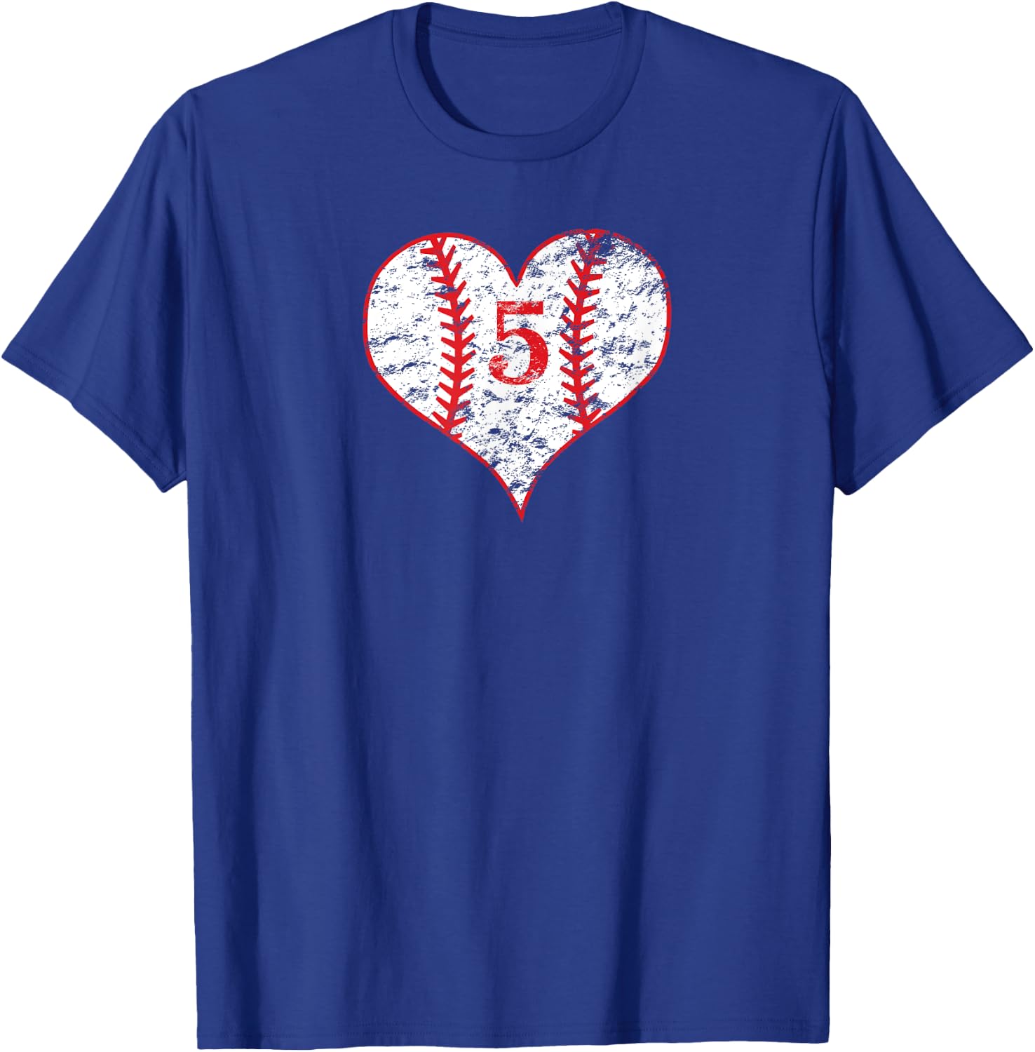 Vintage Love Baseball Mom #5 Baseball Heart Number 5 fan T-Shirt - T-Shirt | Royal