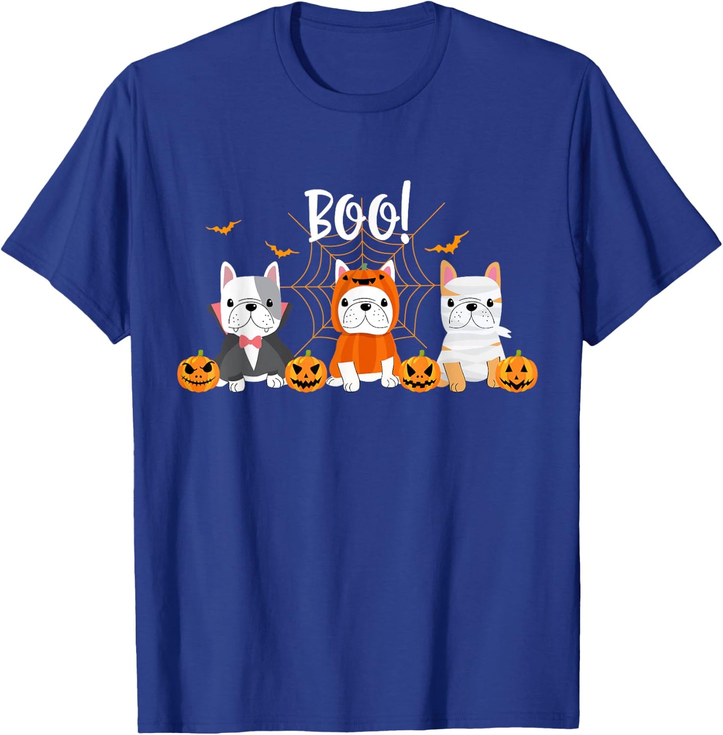 Happy Halloween Pug Dogs Cute French Bulldog Lover Women Kids T-Shirt - T-Shirt | Royal