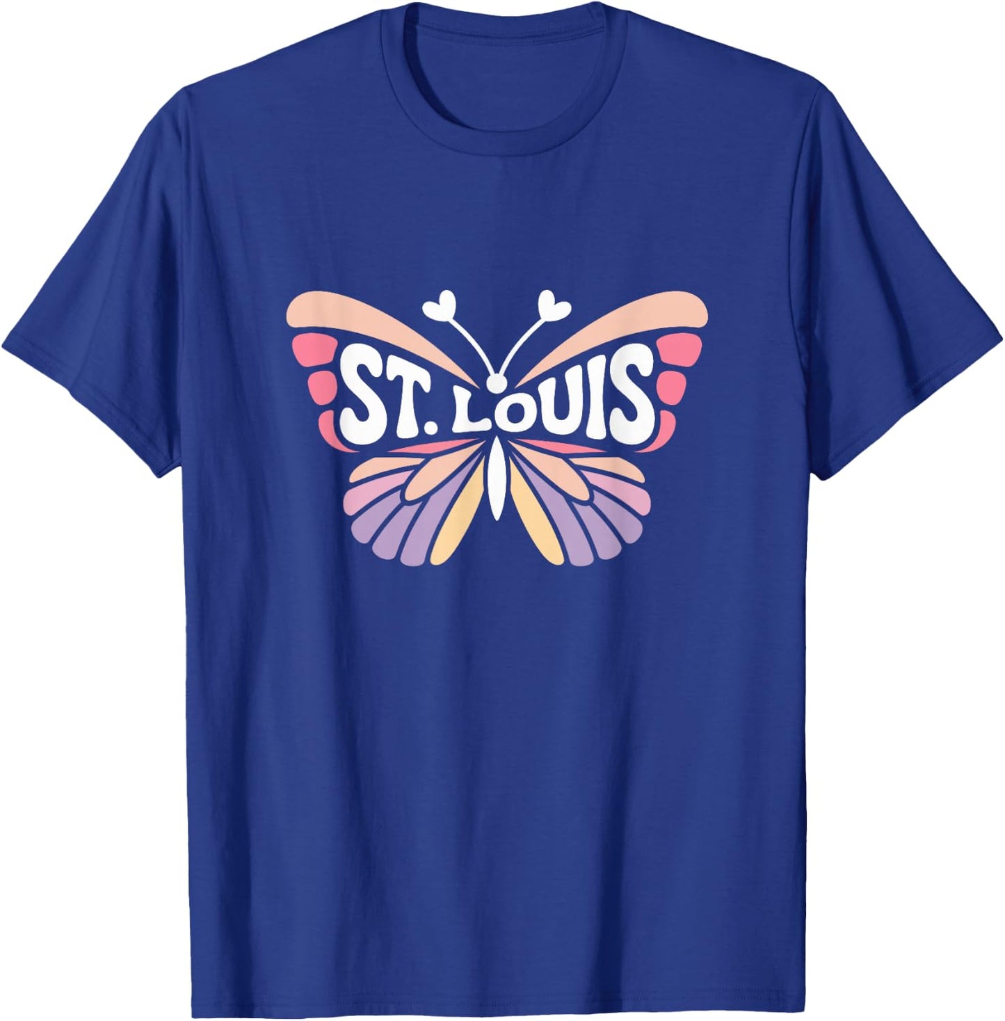 St. Louis Butterfly - Missouri Pastel City Name Word Art T-Shirt - T-Shirt | Royal