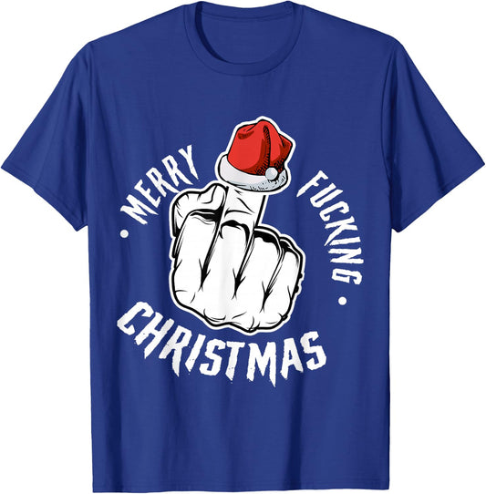 Merry Fucking Christmas Inappropriate Men Adult Funny Xmas T-Shirt - T-Shirt | Royal