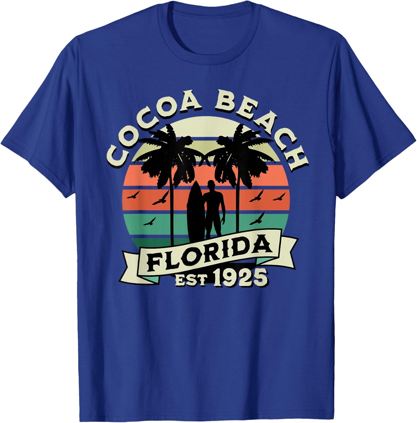 Cocoa Florida Beach Surfing Summer Vacation Vintage T-Shirt - T-Shirt | Royal