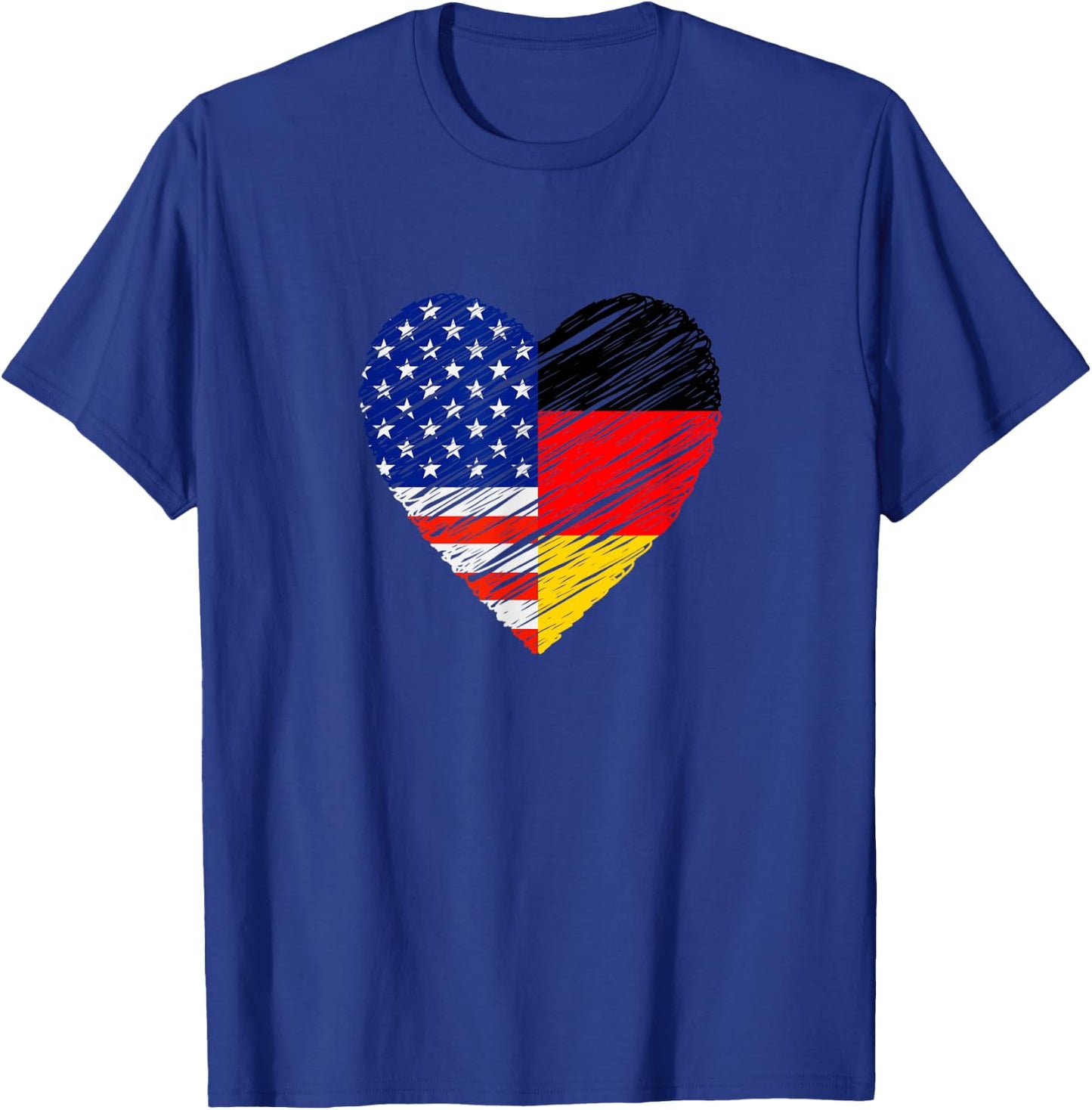 United States Germany Heart German Flag American Flag Heart T-Shirt - T-Shirt | Royal