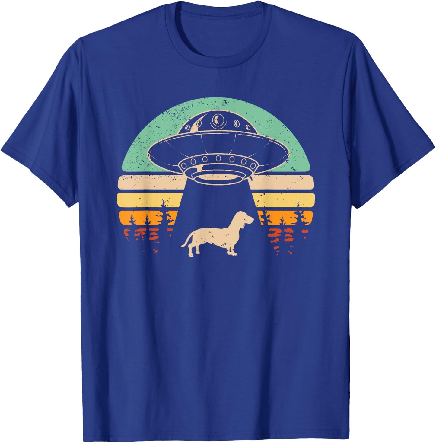 Dachshund UFO Abduction Alien Spaceship Abducting Wiener Dog T-Shirt - T-Shirt | Royal