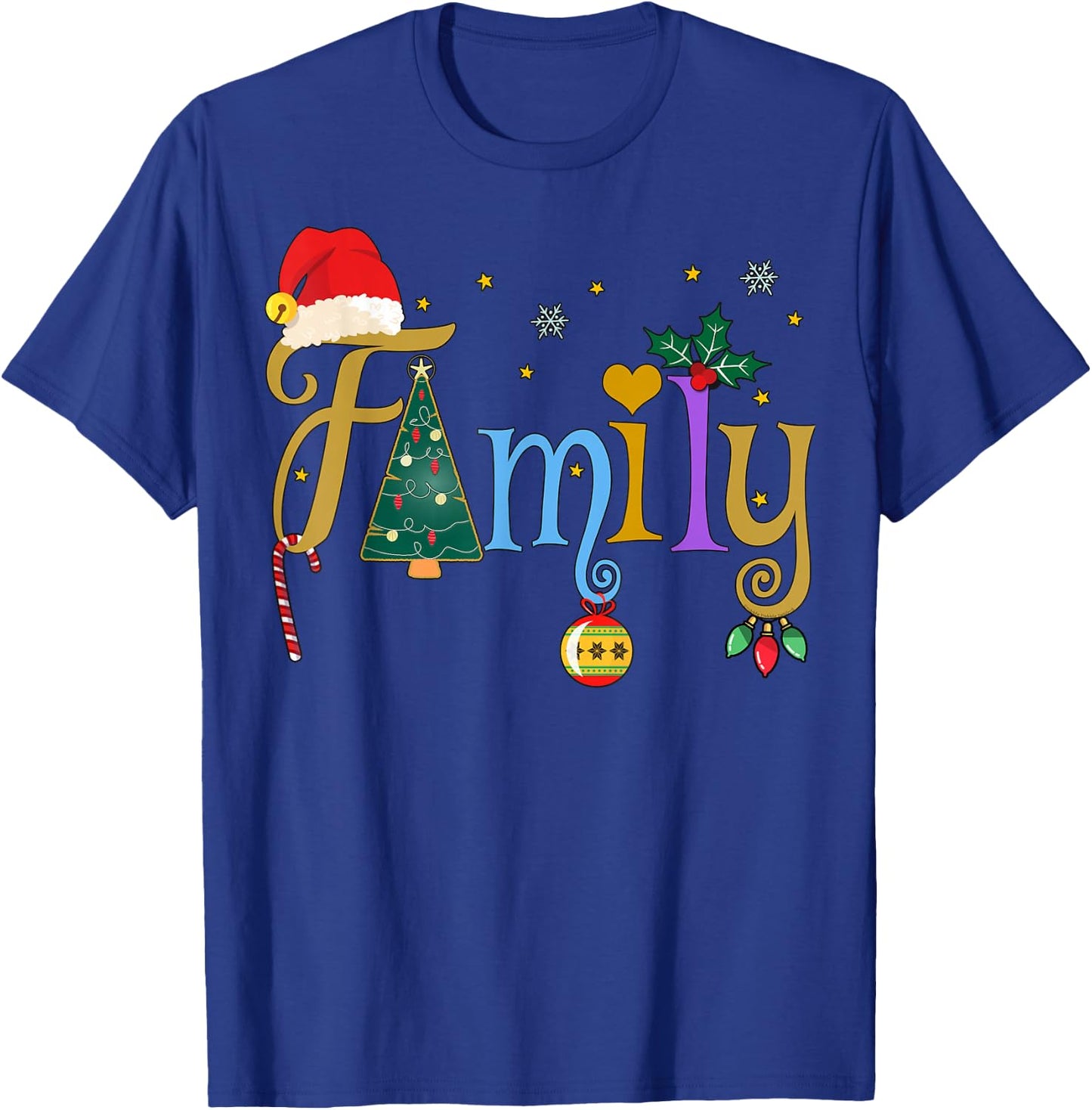 FAMILY Letters Holiday Style Love My Family Christmas T-Shirt - T-Shirt | Royal