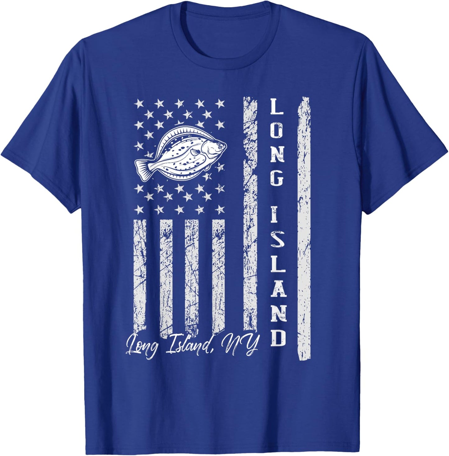 Long Island NY for Fluke Fishing Fishermen T-Shirt - T-Shirt | Royal
