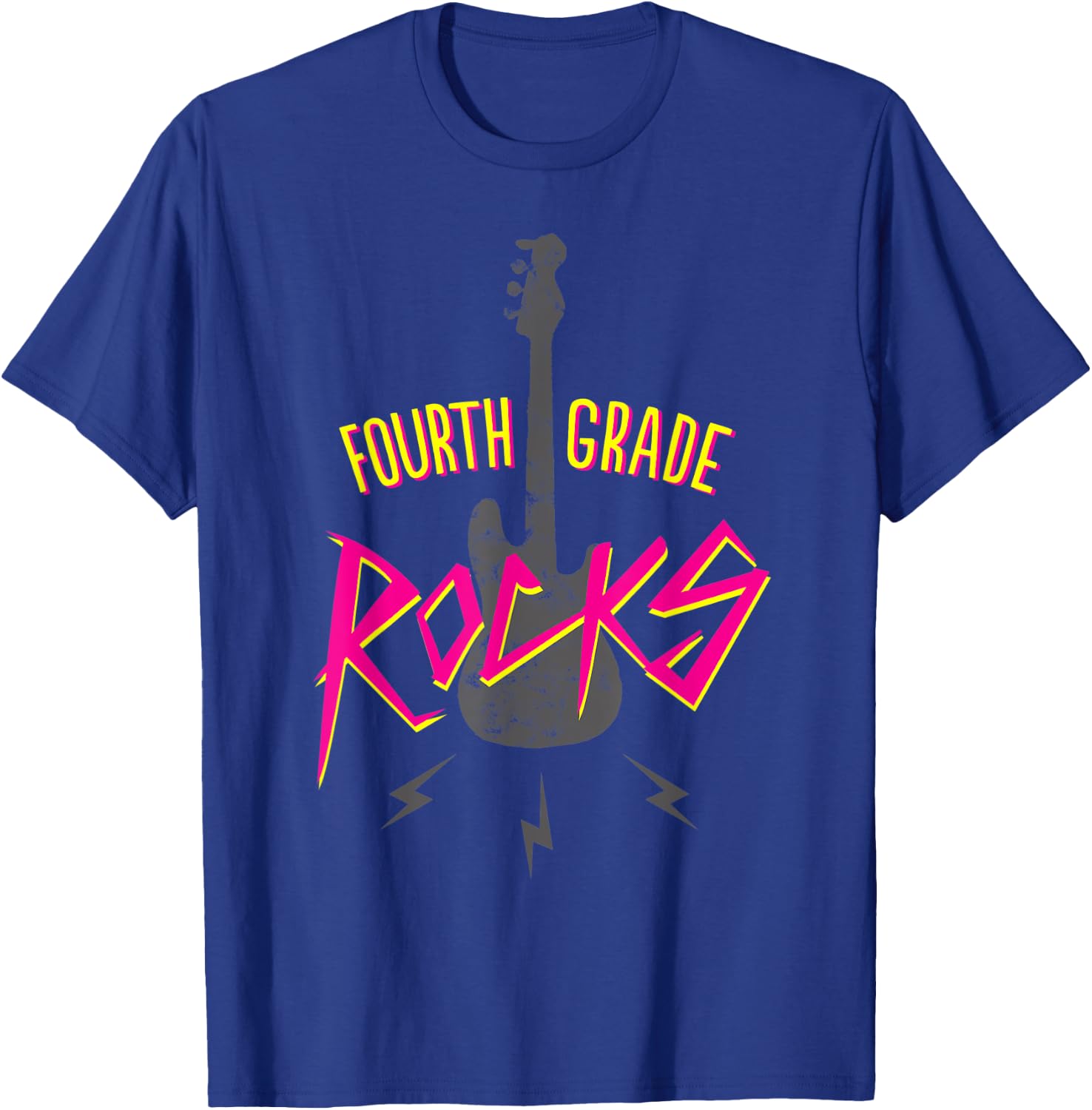 Fourth Grade Rocks Shirt 4th Grade Retro Guitar T-Shirt - T-Shirt | Royal