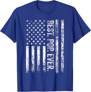 Best Pop Ever Vintage American US Flag Father's Day T-Shirt - T-Shirt | Royal