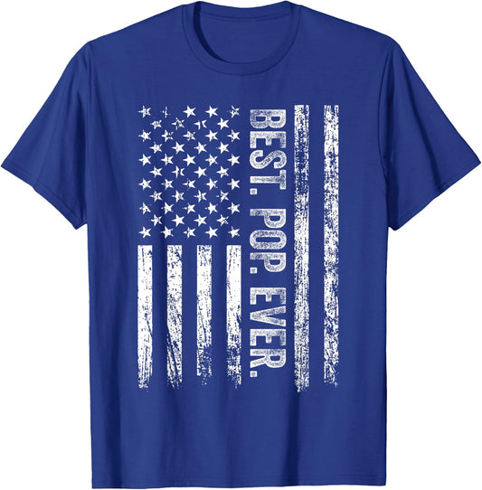 Best Pop Ever Vintage American US Flag Father's Day T-Shirt - T-Shirt | Royal