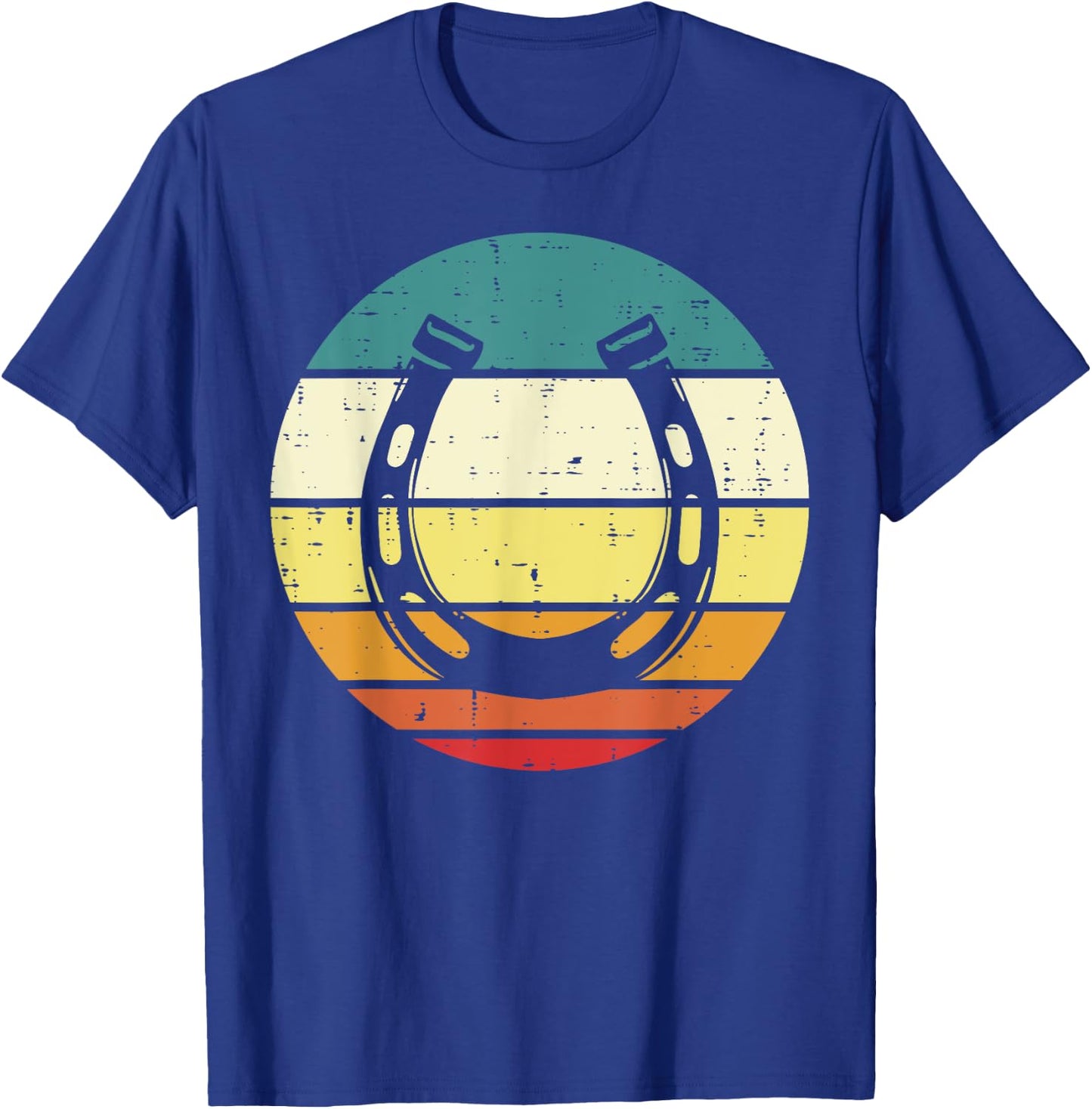 Horseshoe Sunset Retro Horse Horseback Riding Equestrian T-Shirt - T-Shirt | Royal