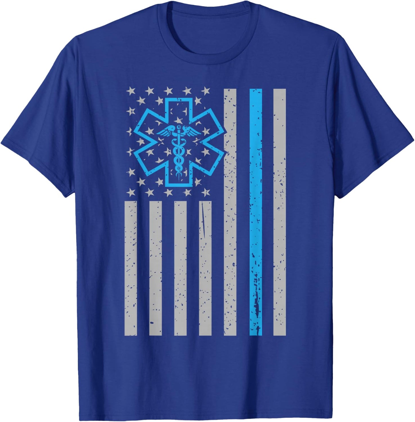 Thin White Line Shirt EMS EMT Paramedic American Flag T-Shirt - T-Shirt | Royal